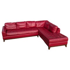 1980s Red Leather Sectional Sofa