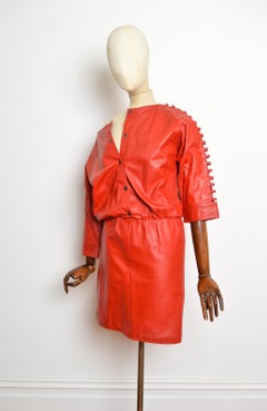 1980’s Red Leather Vintage Power Dressing Punk Rock Mini Dress