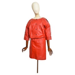 1980’s Red Leather Vintage Power Dressing Punk Rock Mini Dress