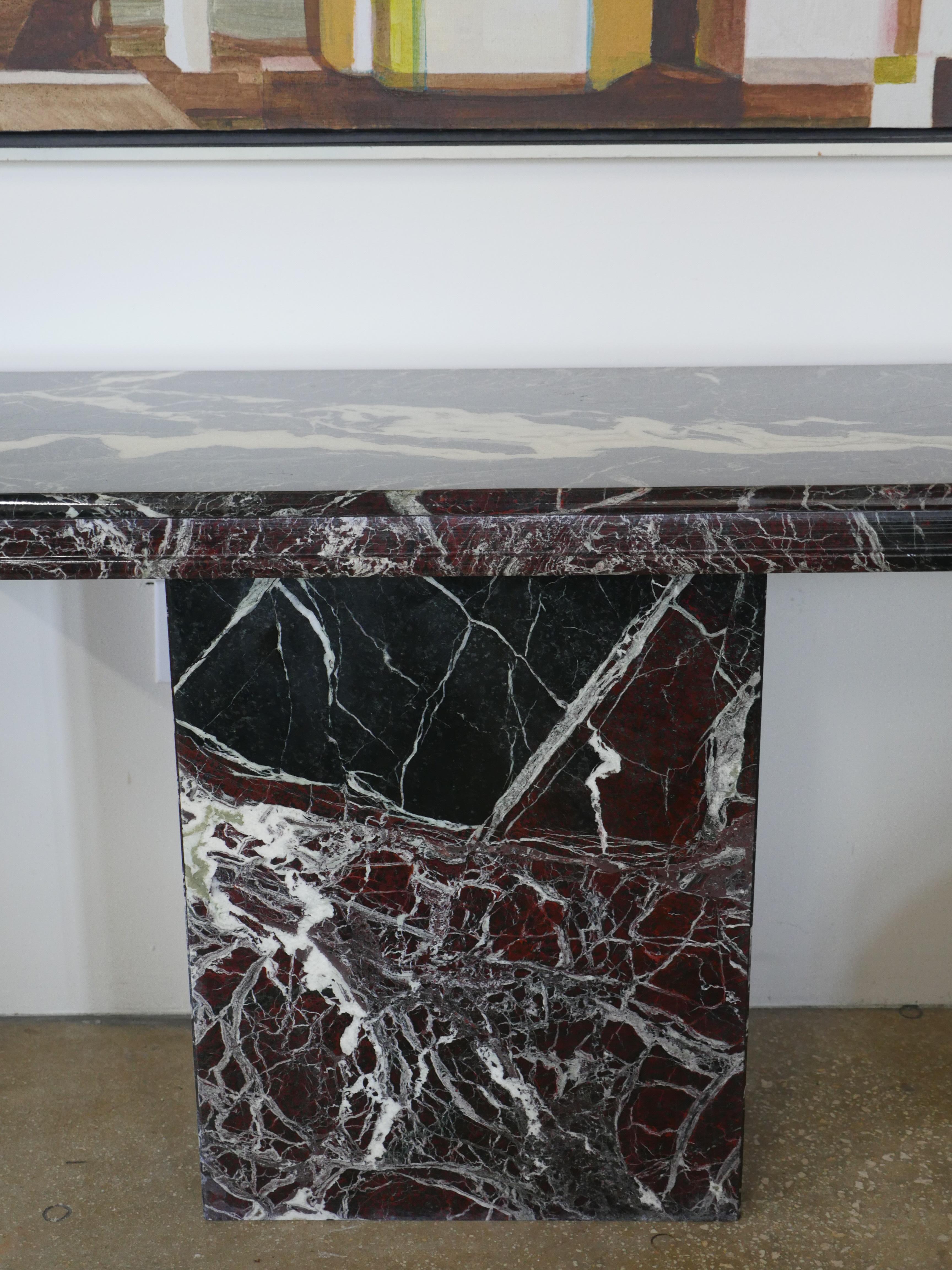 Post-Modern 1980s Red Levanto Italian Marble Console Table For Sale