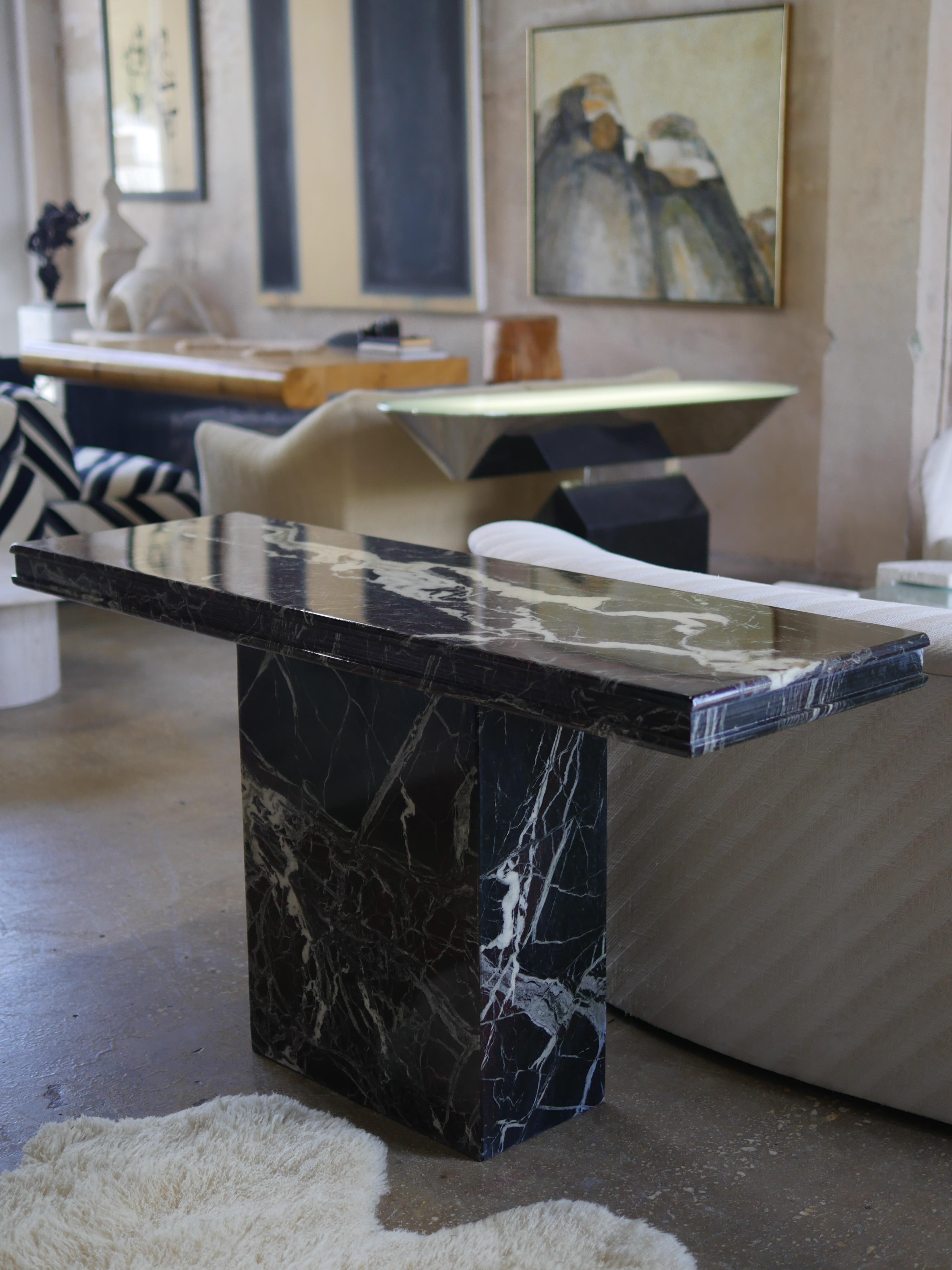 Post-Modern 1980s Red Levanto Italian Marble Console Table