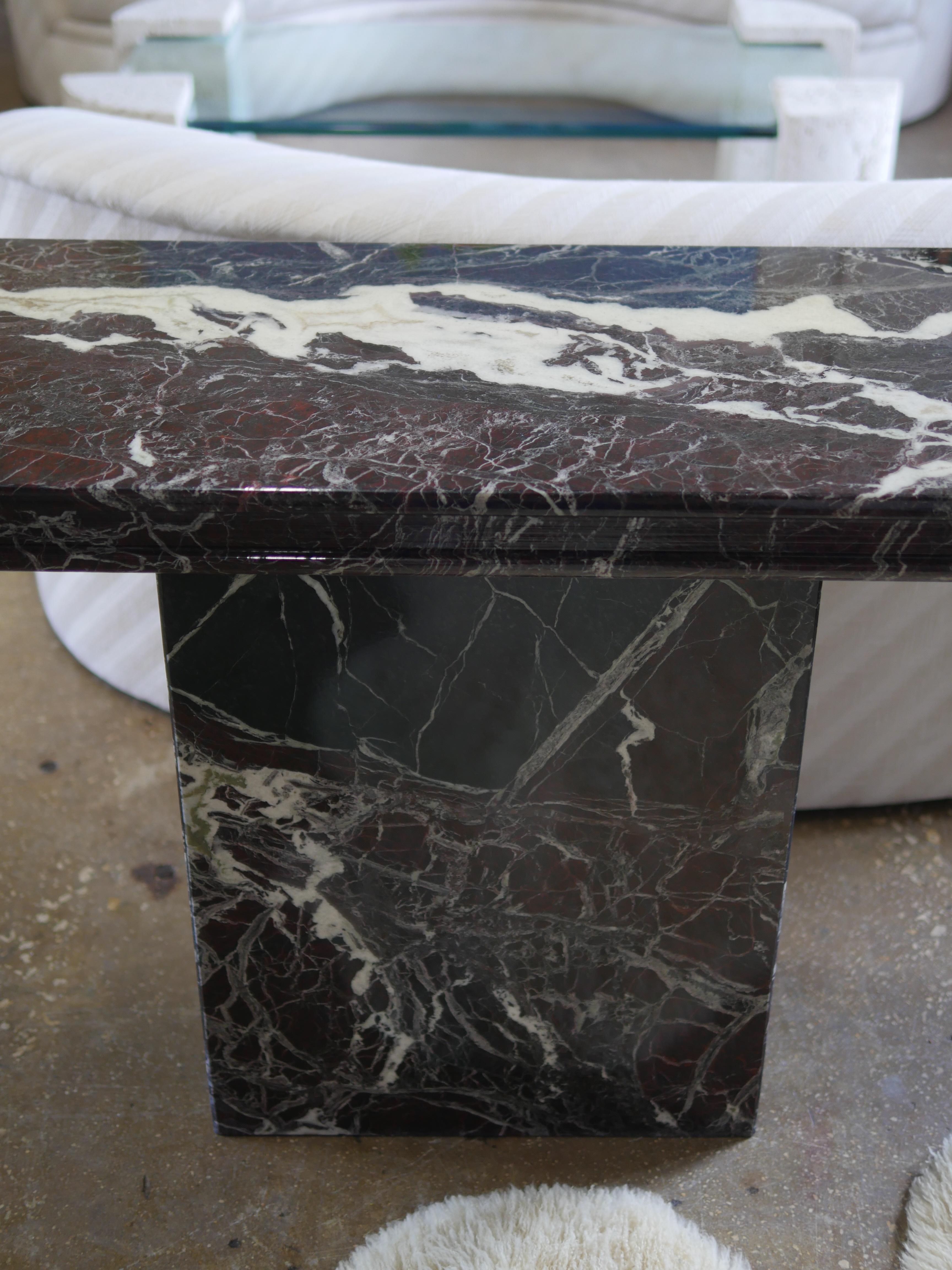 1980s Red Levanto Italian Marble Console Table In Good Condition In Miami, FL