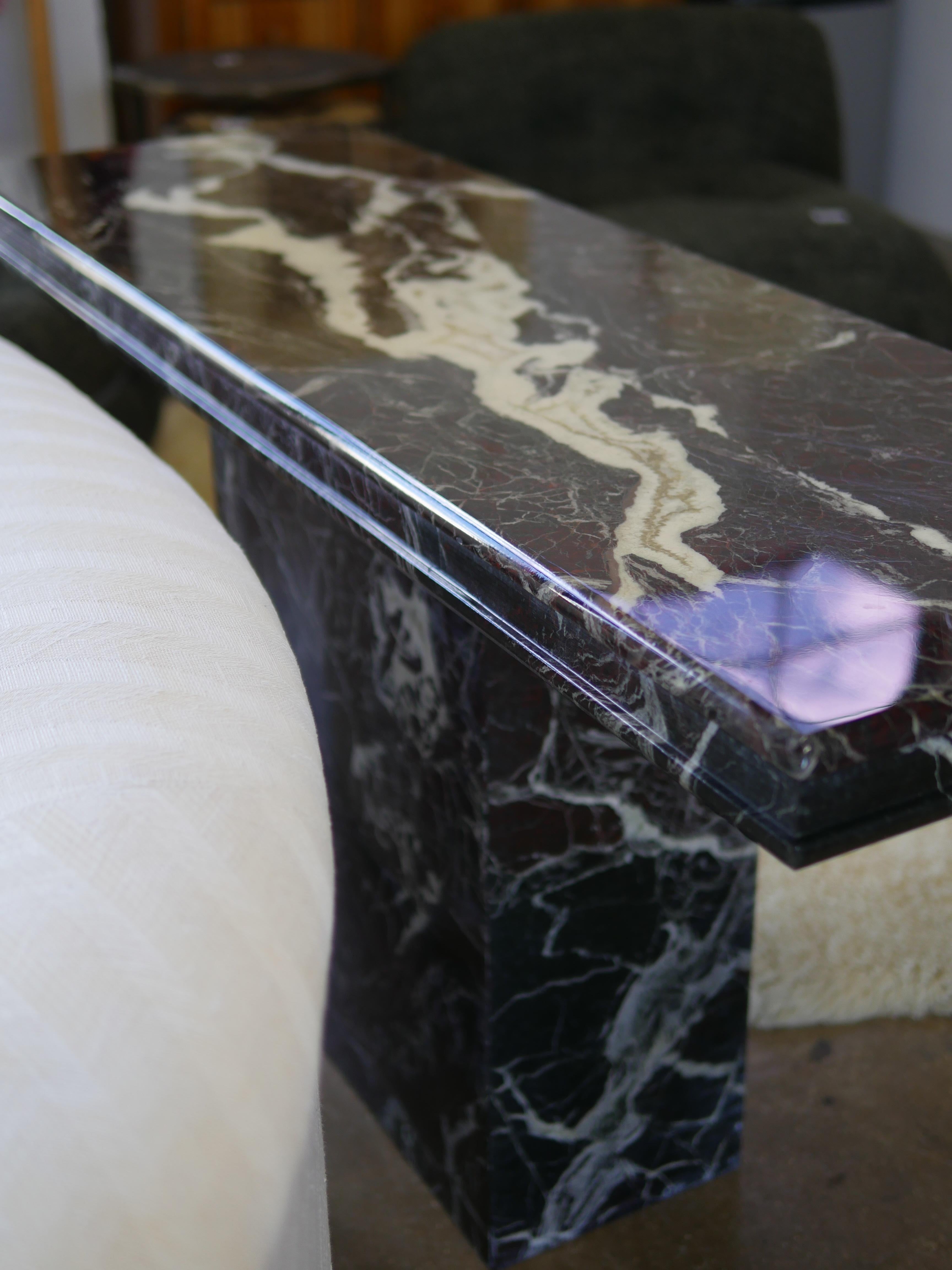 1980s Red Levanto Italian Marble Console Table 1