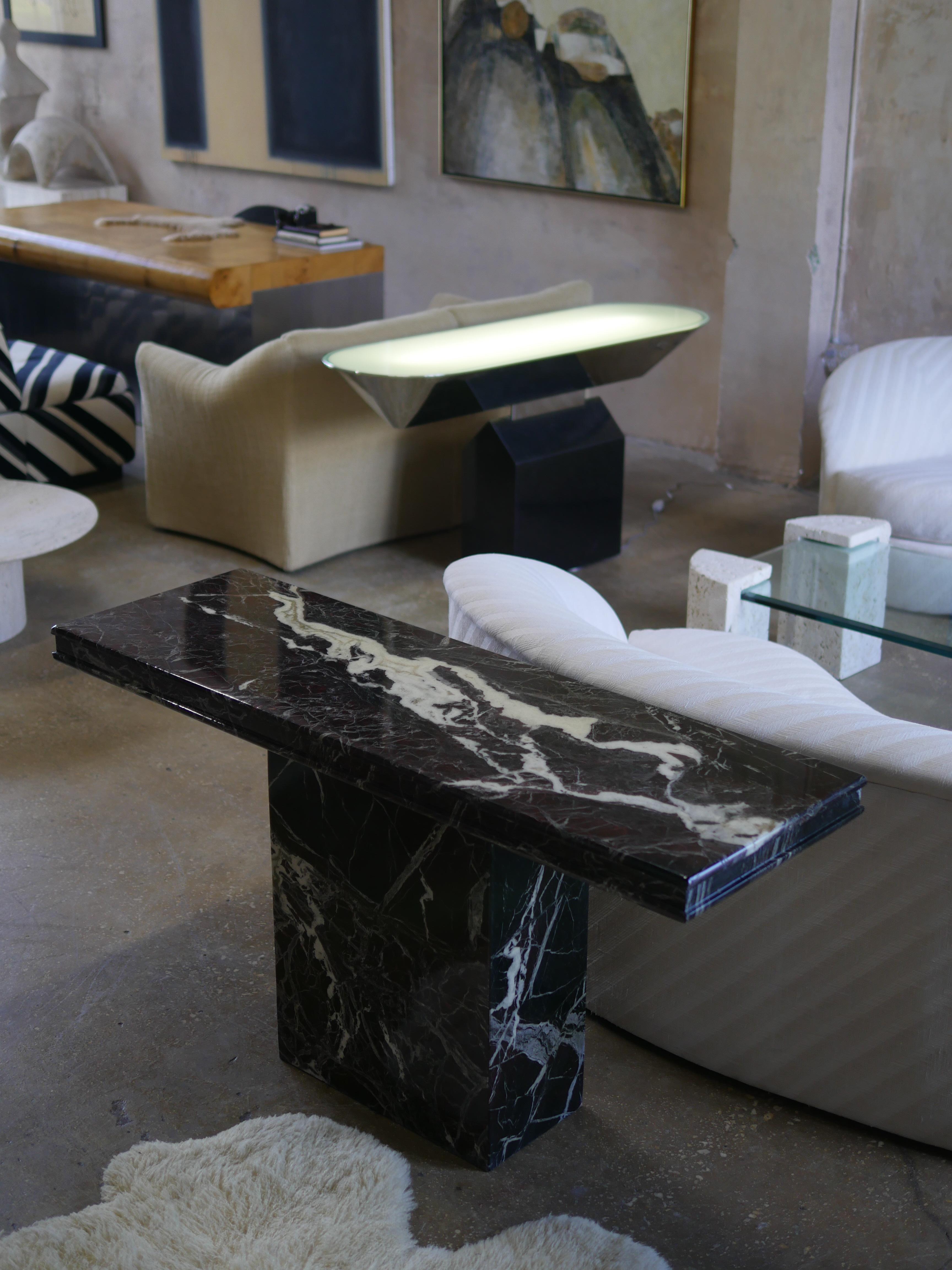 1980s Red Levanto Italian Marble Console Table 3