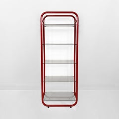 1980s Red Memphis Design Period Etagere #1 Sottsass style Clear Glass Postmodern
