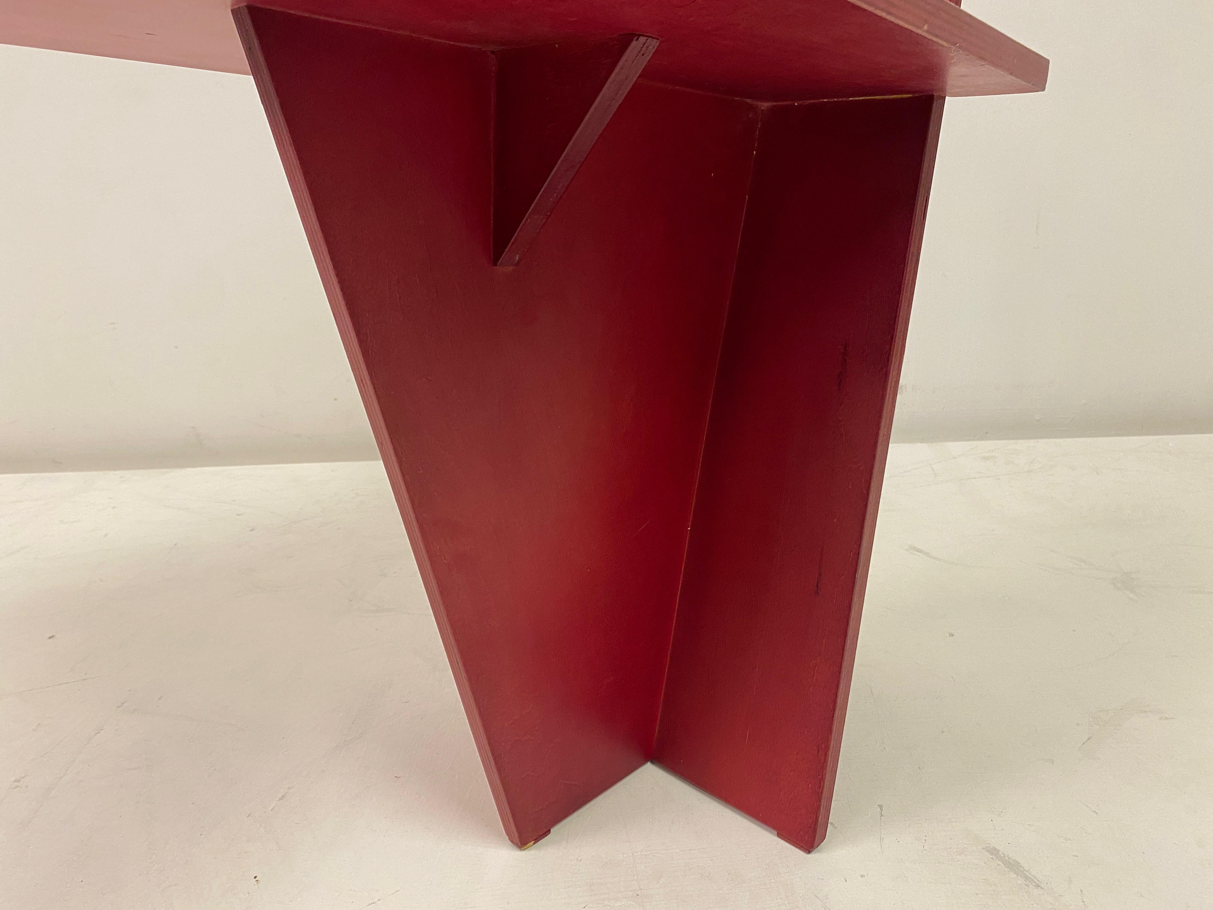 1980s Red Modernist Plywood Chair For Sale 5