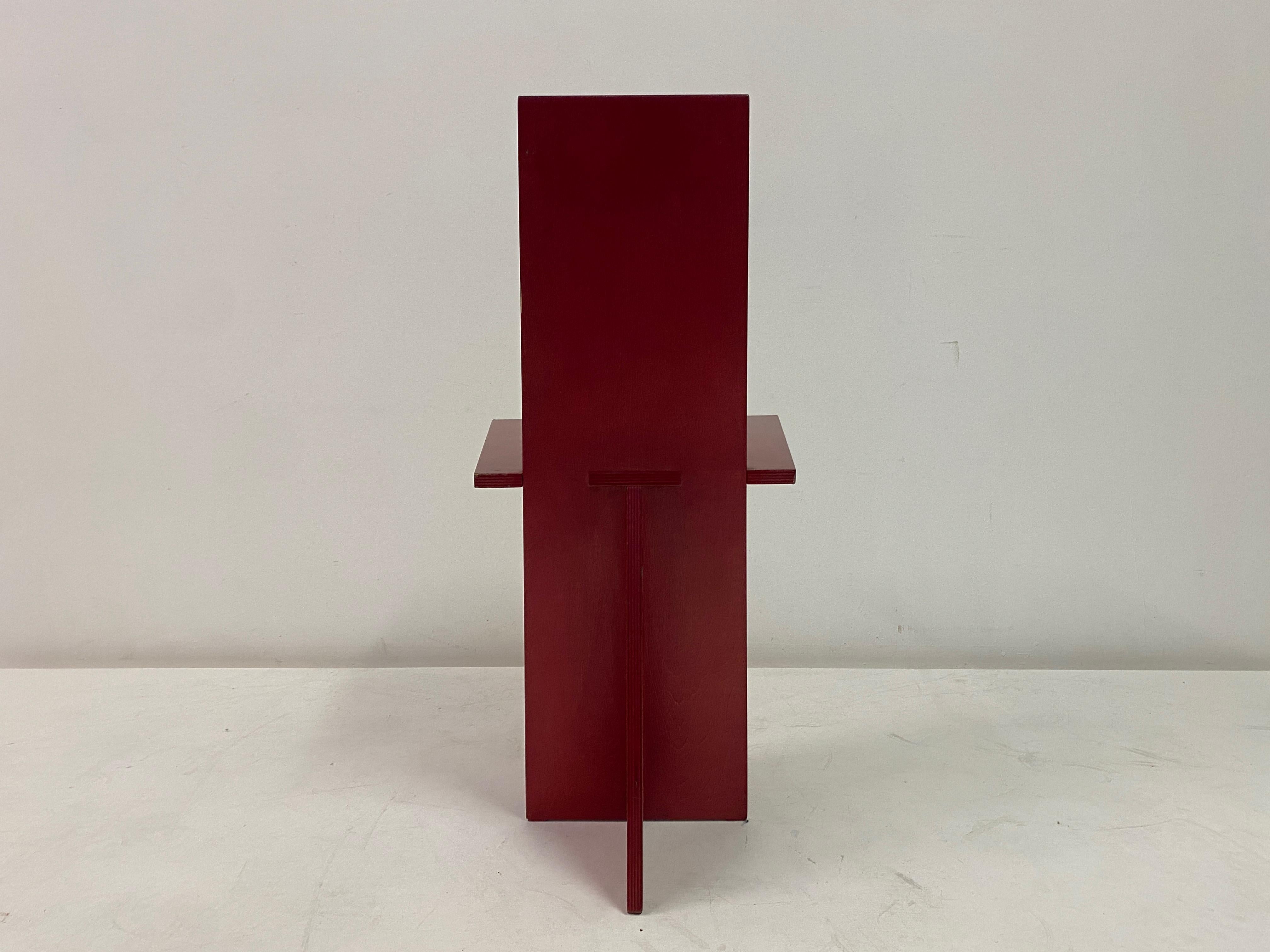 1980s Red Modernist Plywood Chair For Sale 10