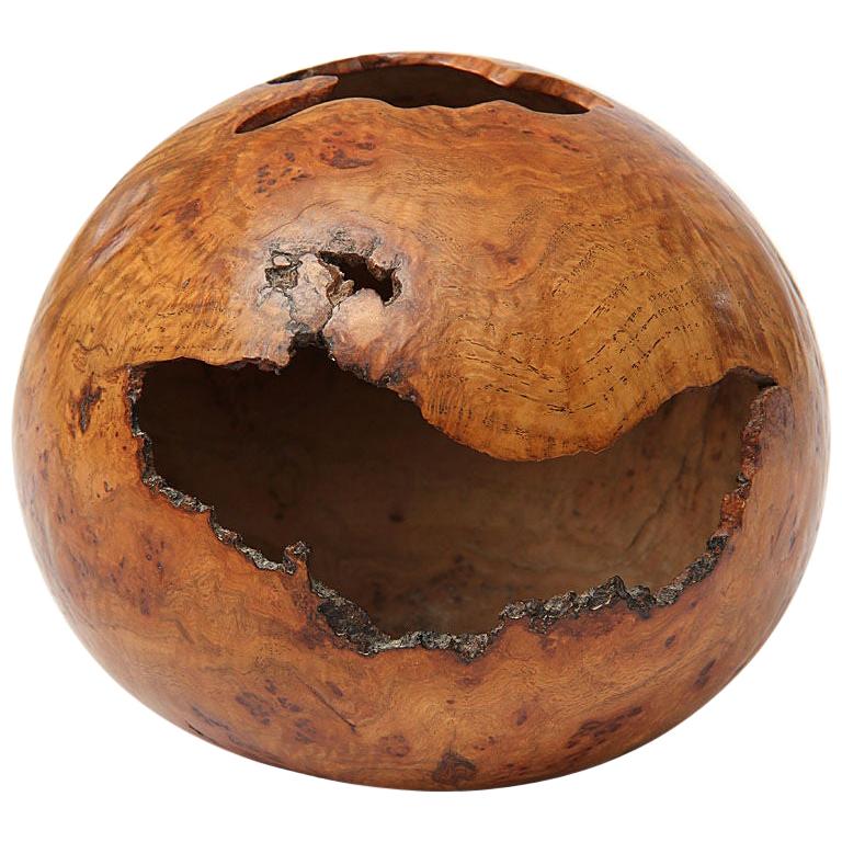 1980s Red Oak Burl Hollow Form Vessel by David Ellsworth For Sale