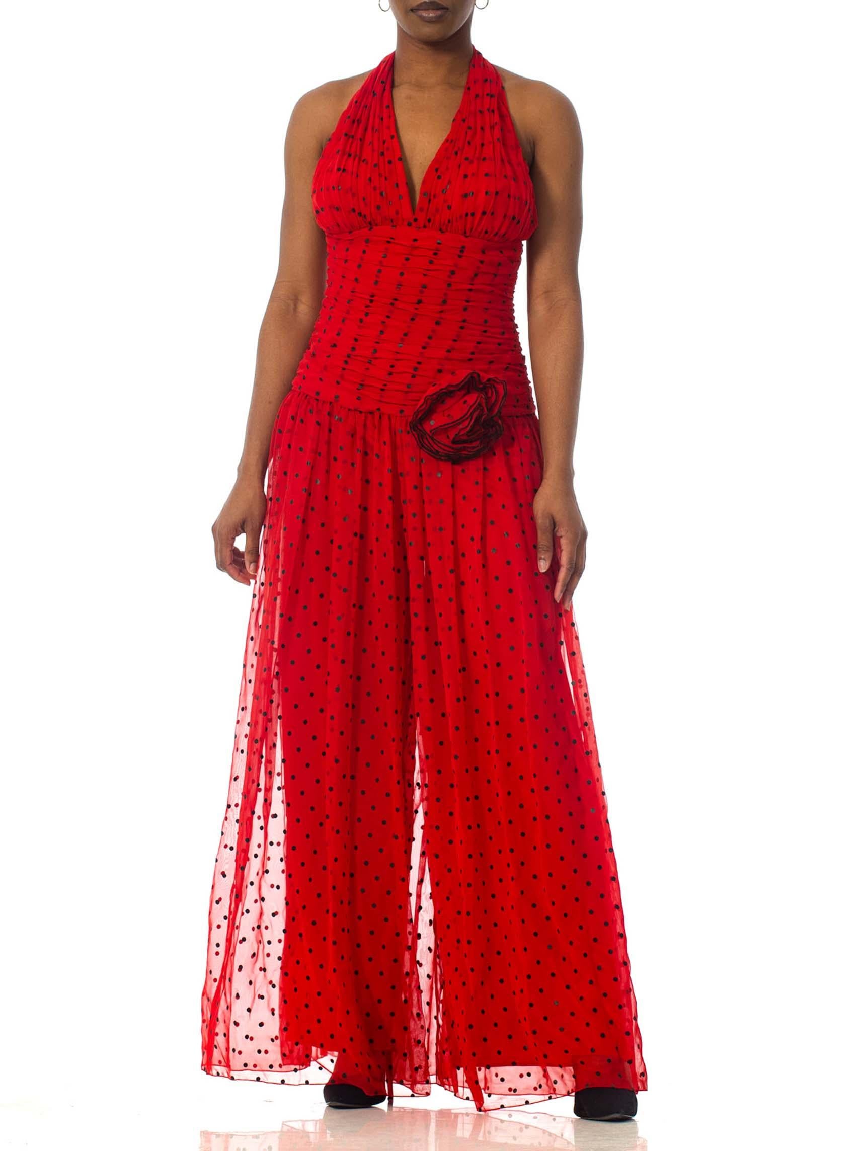 red chiffon jumpsuit