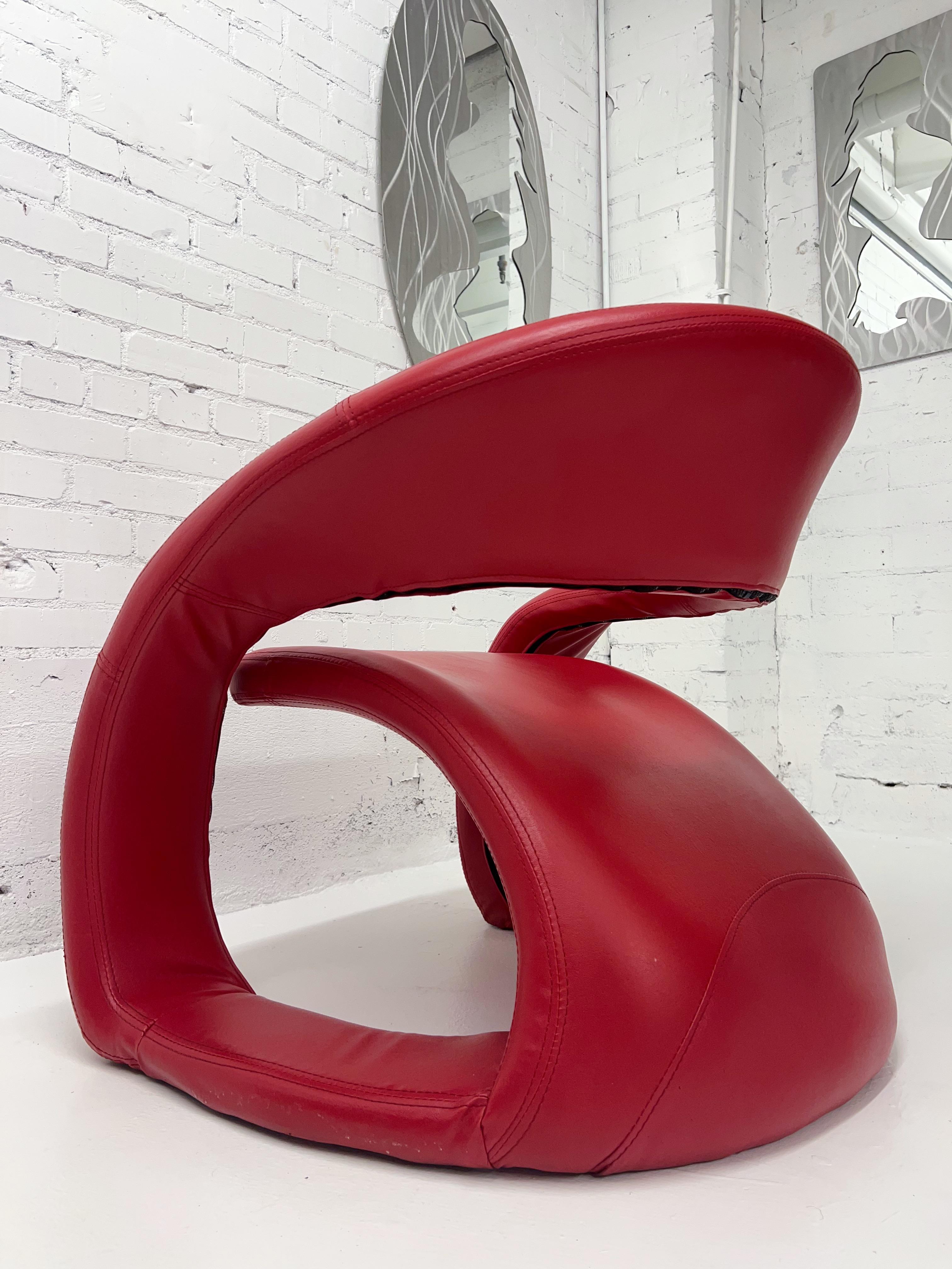 Post-Modern 1980's Red Pop Art Tongue Chair Attributed to Jaymar