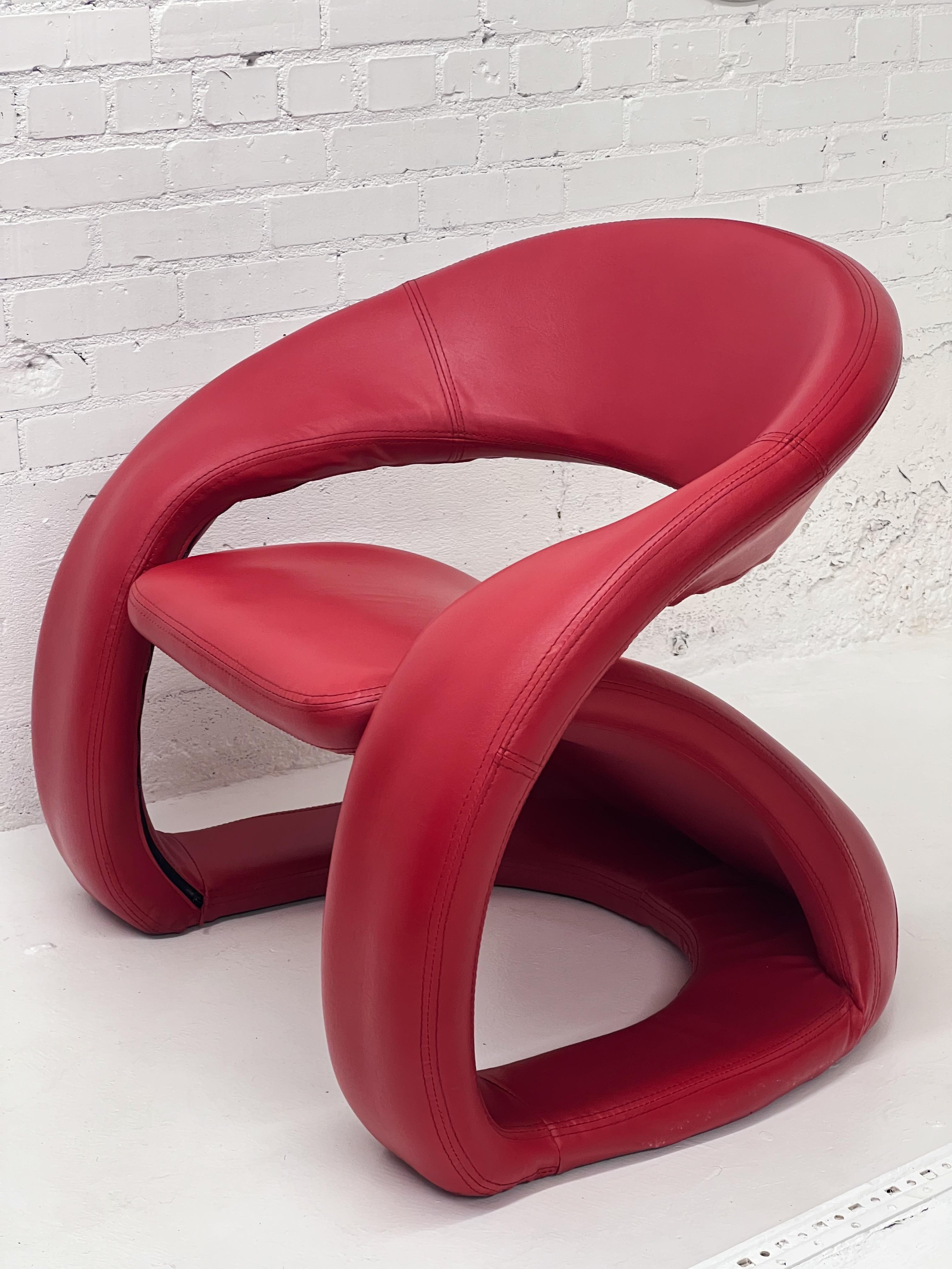 Canadian 1980's Red Pop Art Tongue Chair Attributed to Jaymar