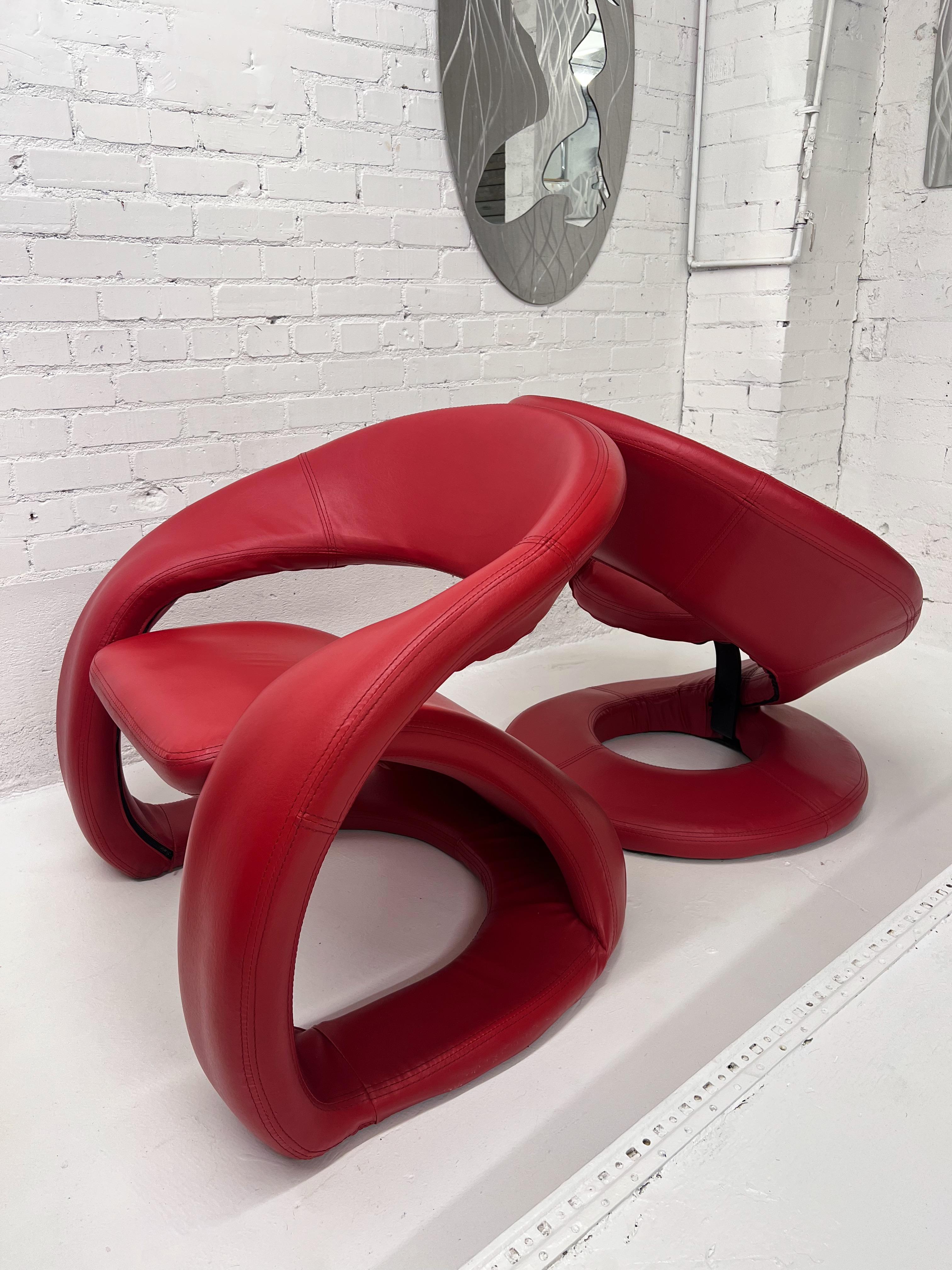 Late 20th Century 1980's Red Pop Art Tongue Chair Attributed to Jaymar