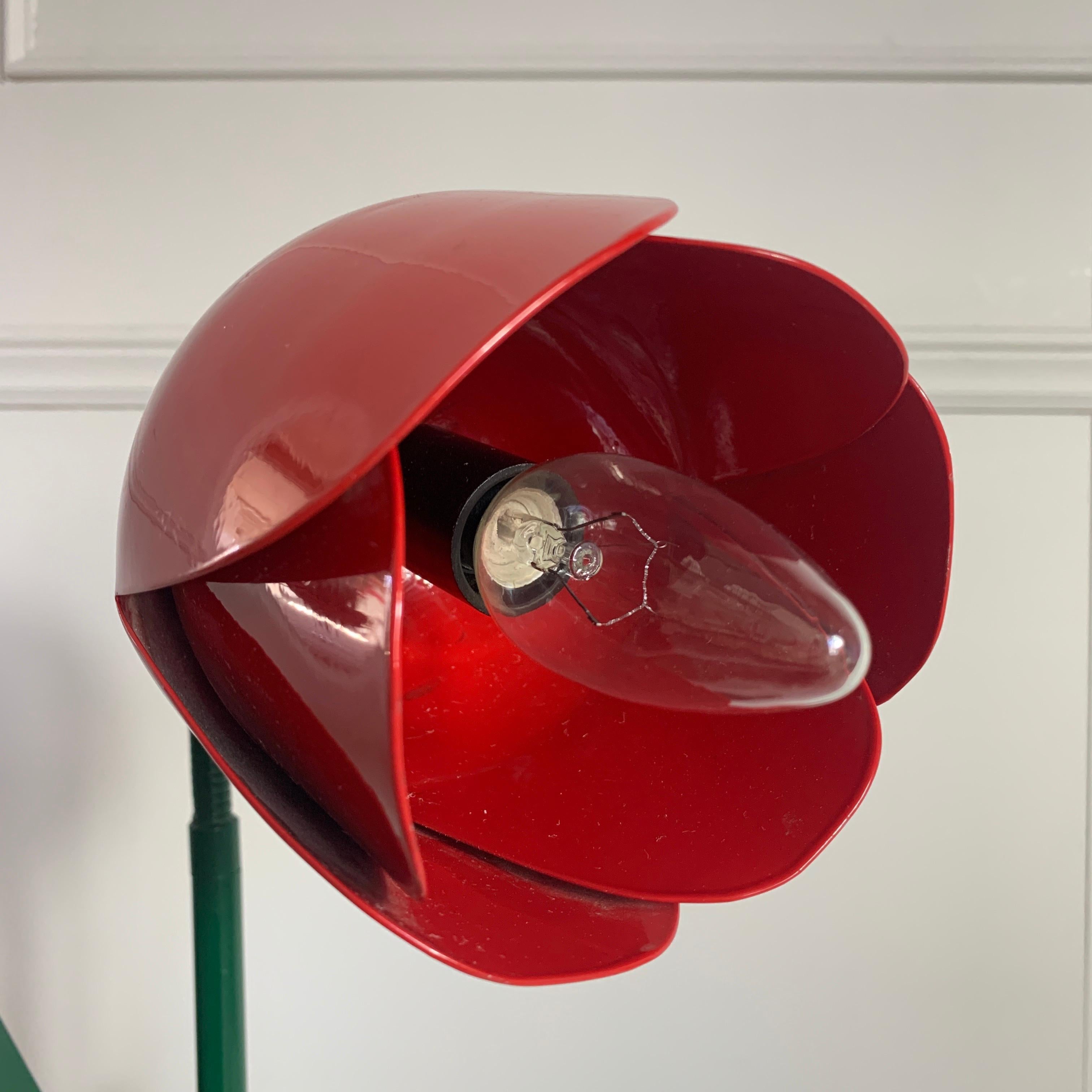 British 1980s Red Tulip Table Lamp by Bliss, UK