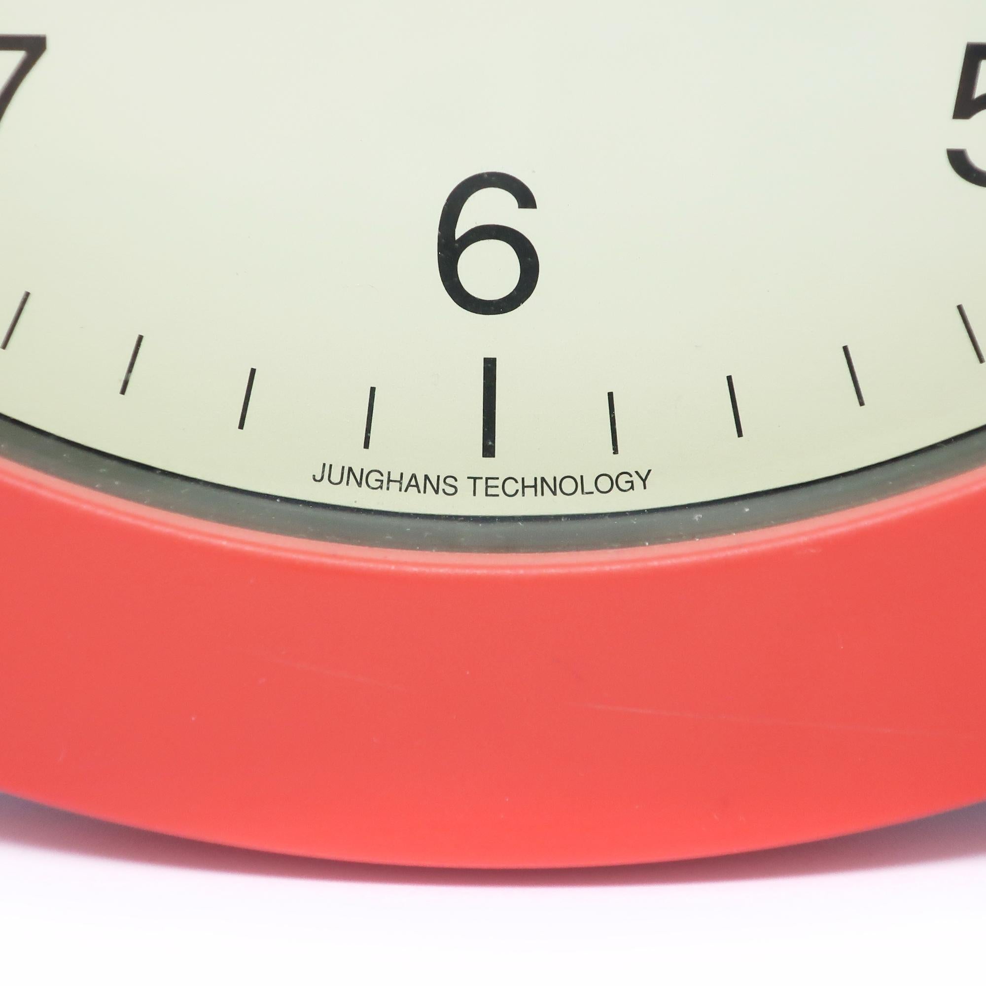 Plastic 1980s Red, White and Gray Wall Clock by Junghans