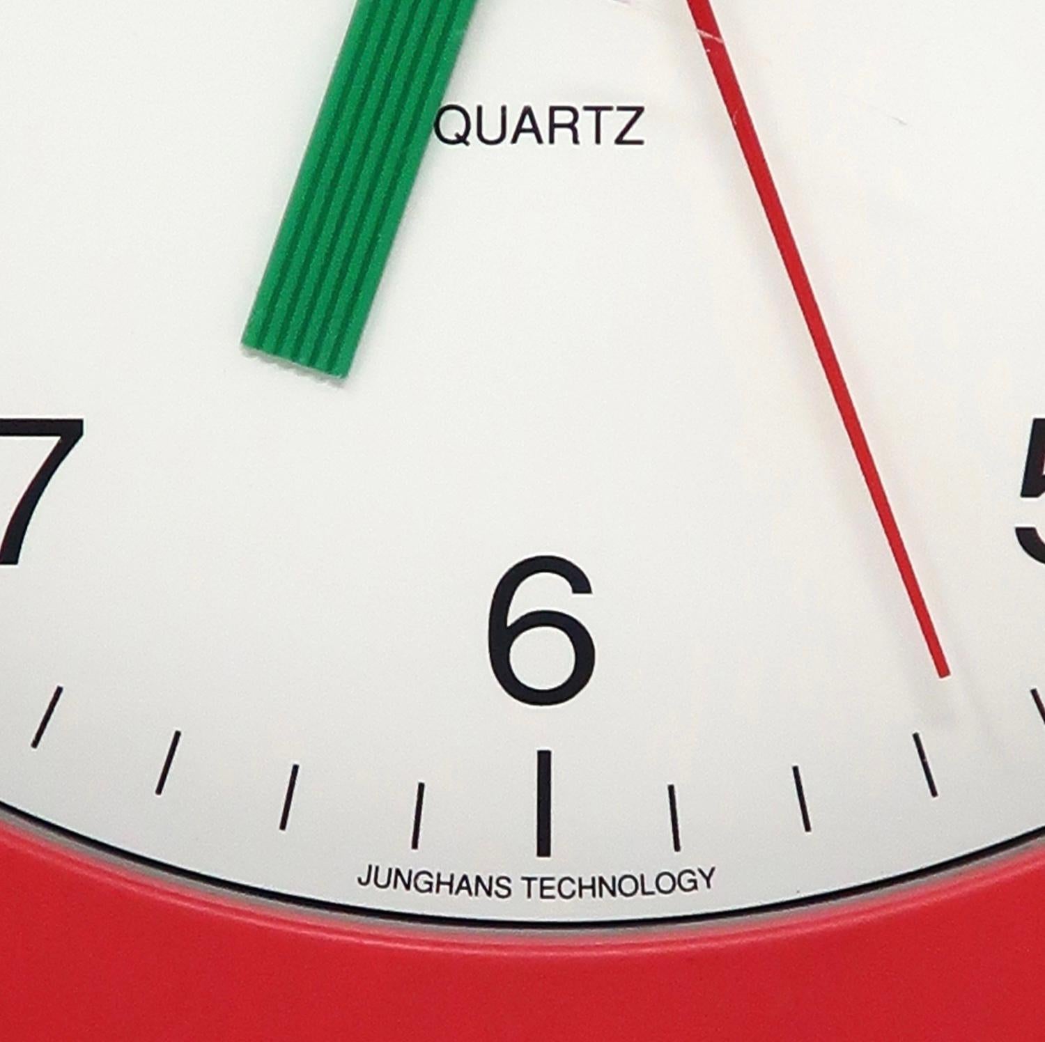 20th Century 1980s Red, White and Green Wall Clock by Junghans For Sale