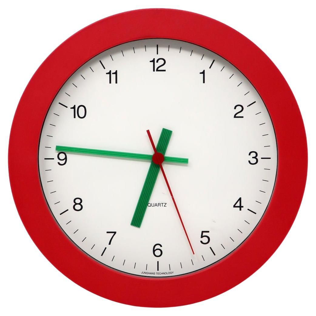 1980s Red, White and Green Wall Clock by Junghans