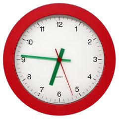 Used 1980s Red, White and Green Wall Clock by Junghans