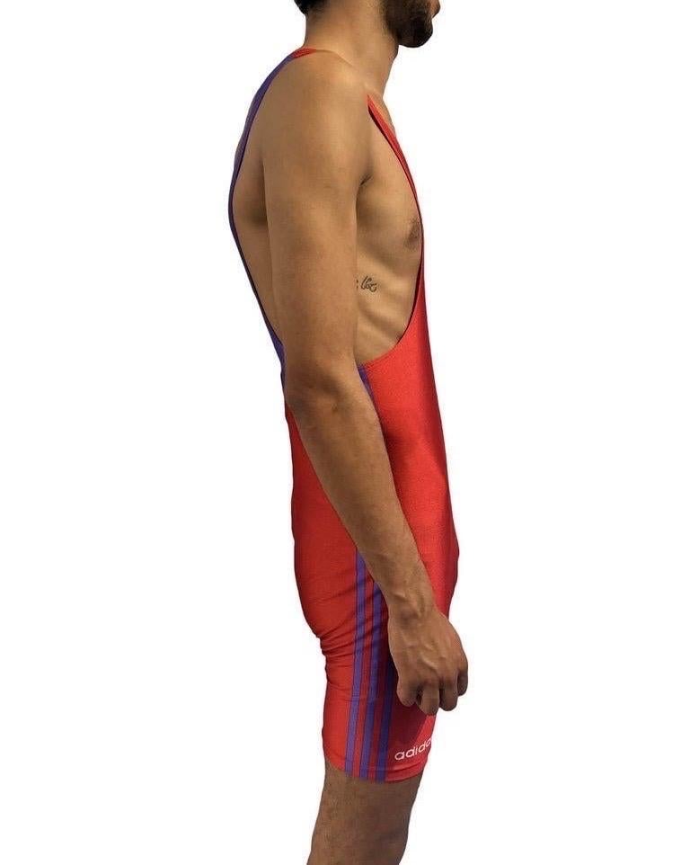 Men's 1980S Red White & Purple Wrestlers Adidas Unitard For Sale