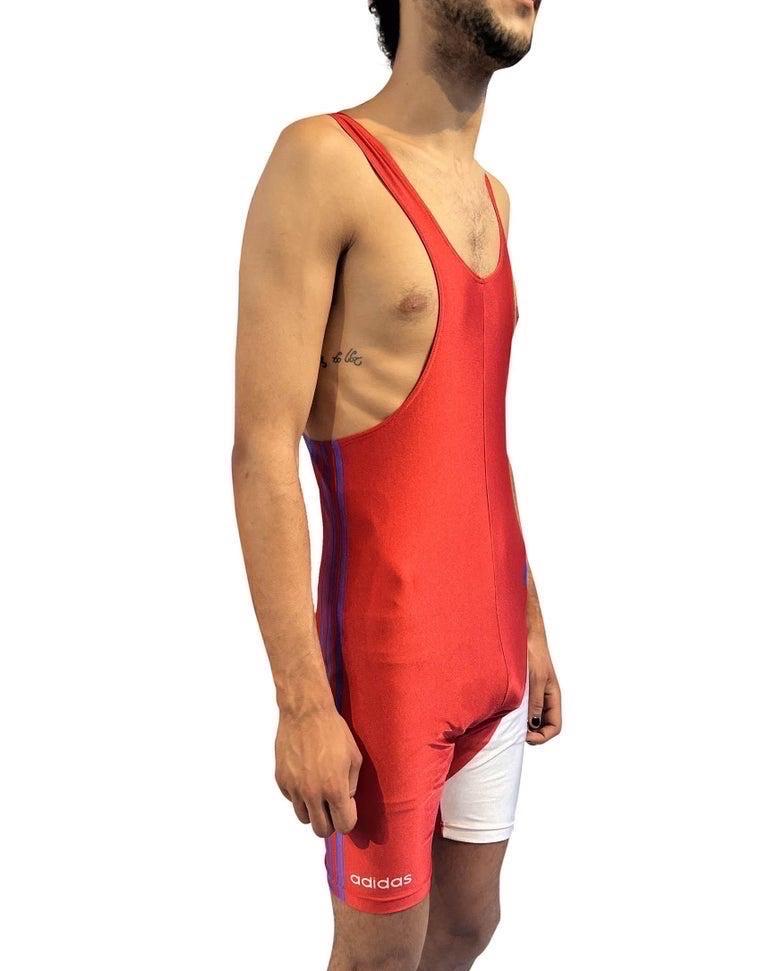 1980S Red White & Purple Wrestlers Adidas Unitard For Sale 1