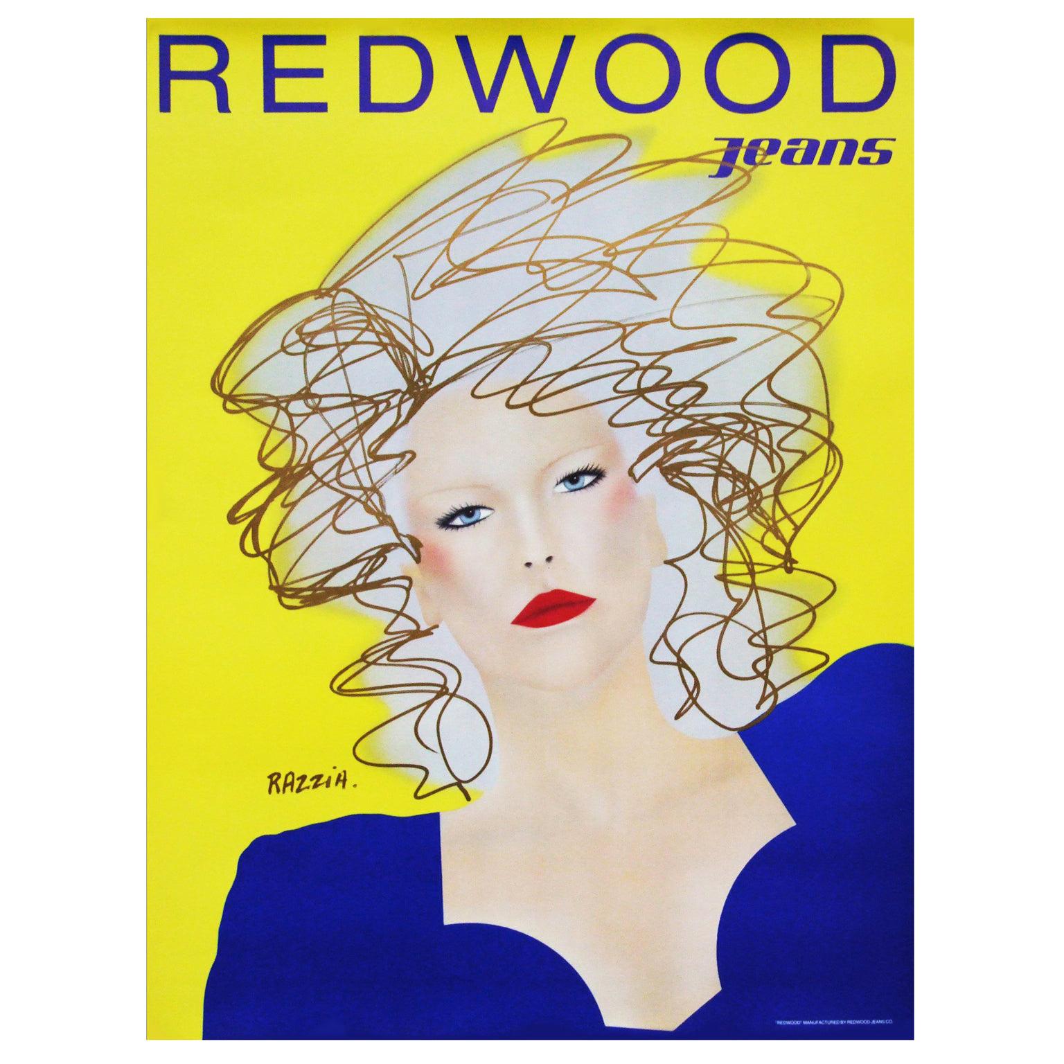 1980s "Redwood Jeans" Poster by Razzia Pop Art Fashion Illustration