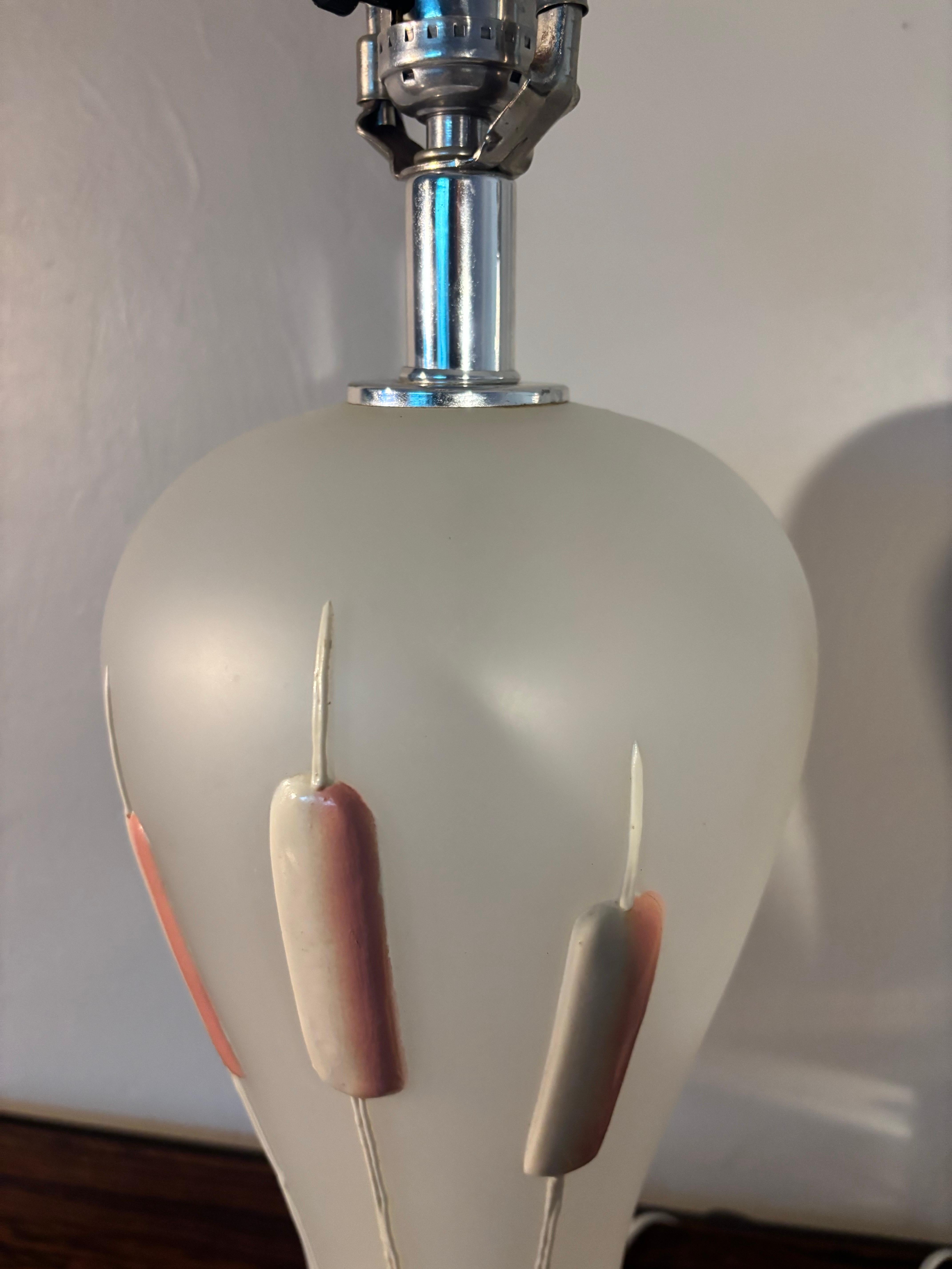1980s Regency Frosted Glass and Lucite Table Lamps, a Pair In Good Condition For Sale In Boynton Beach, FL