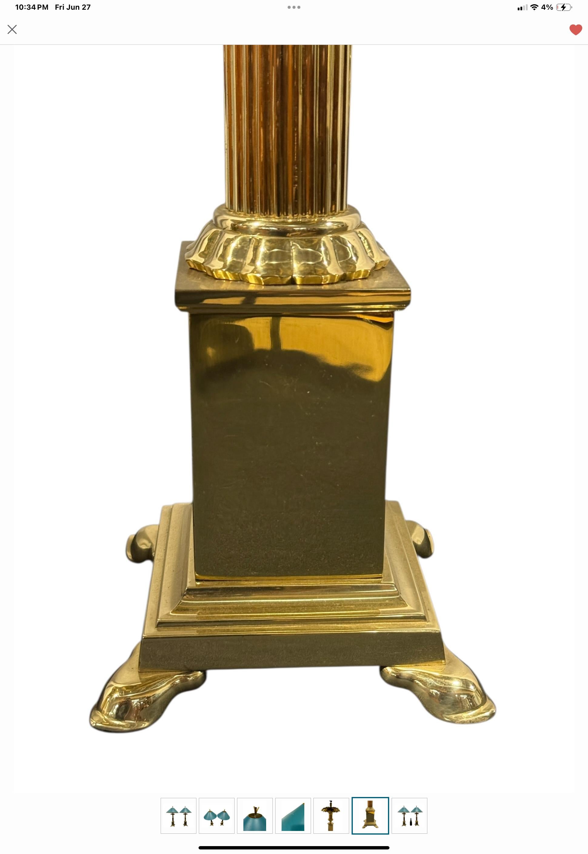 Late 20th Century 1980s Regency Style Modern Pineapple Form Brass Table Lamps By Chapman -Pair For Sale