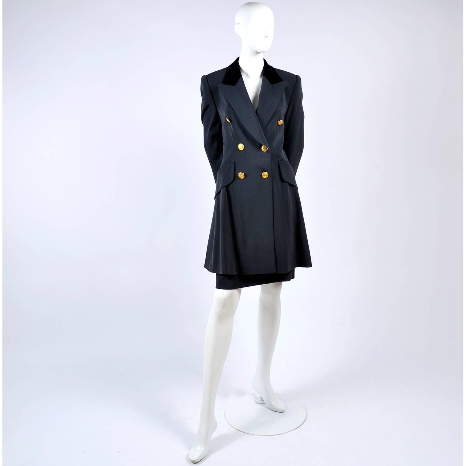Rena Lange Vintage Jacket and Skirt Suit in Gray Wool Silk Blend, 1980s   11