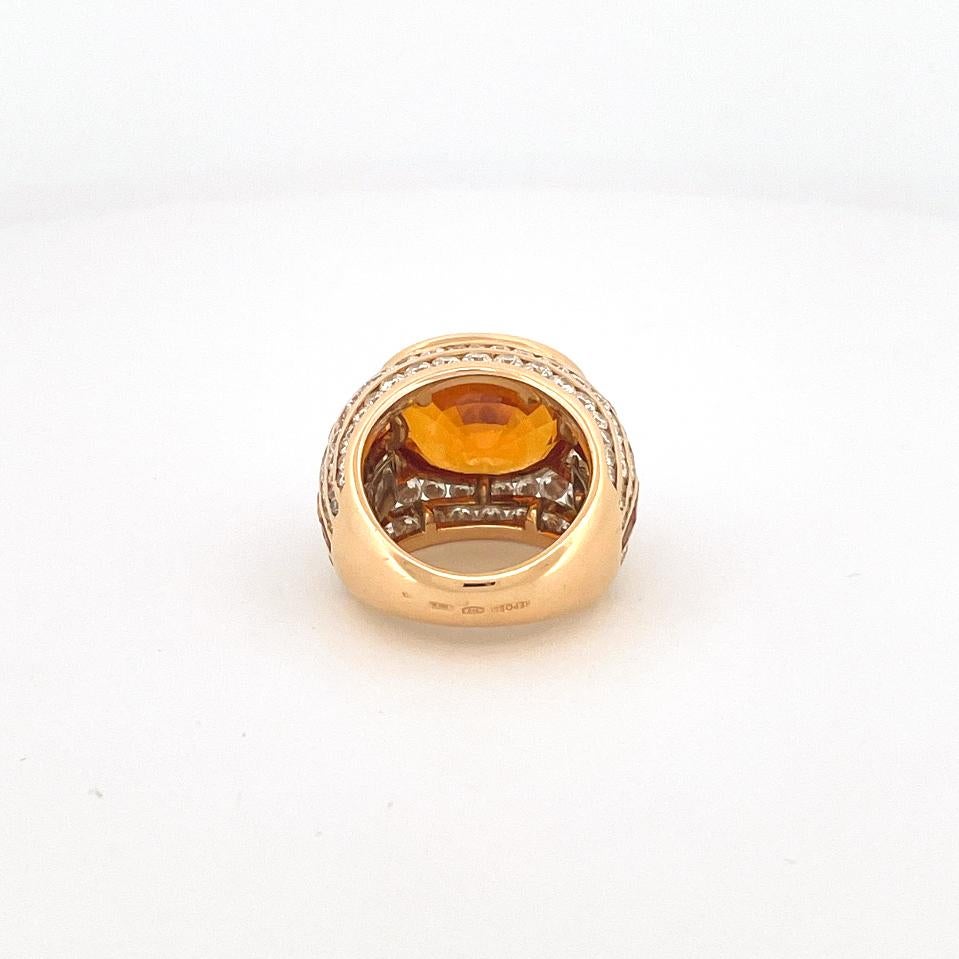 1980's Repossi 18k Yellow Gold & Yellow Sapphire Diamond Ring  In Excellent Condition In Dallas, TX