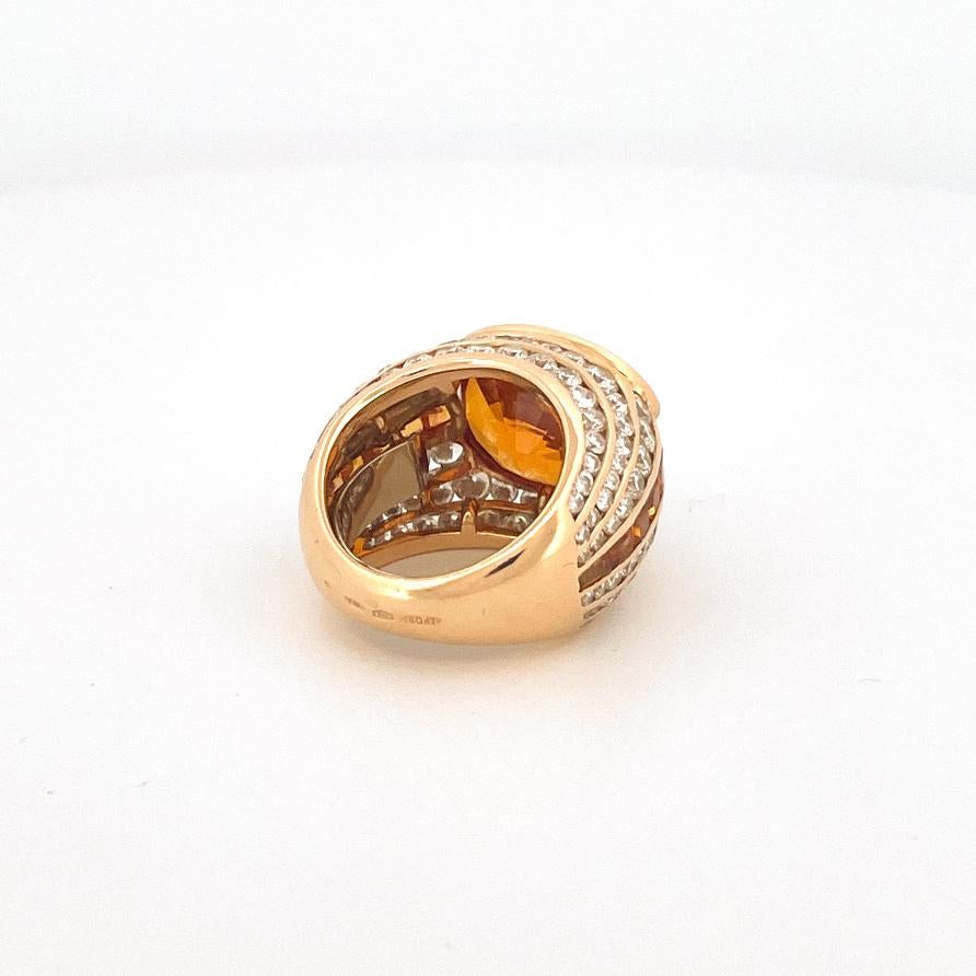 Women's or Men's 1980's Repossi 18k Yellow Gold & Yellow Sapphire Diamond Ring 