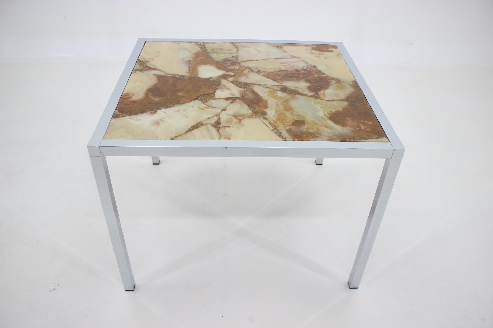1980s Resin and Stone Chrome Plated Coffee Table, Germany For Sale 4