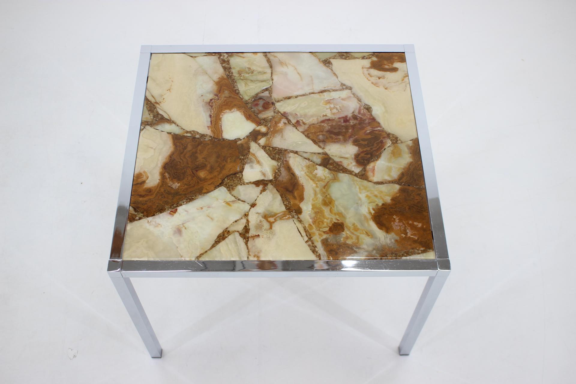 Mid-Century Modern Table basse en résine et plaqué chrome des années 1980, Allemagne en vente