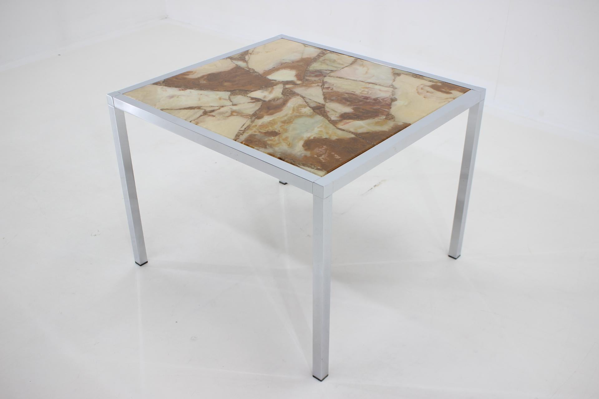 Czech 1980s Resin and Stone Chrome Plated Coffee Table, Germany For Sale