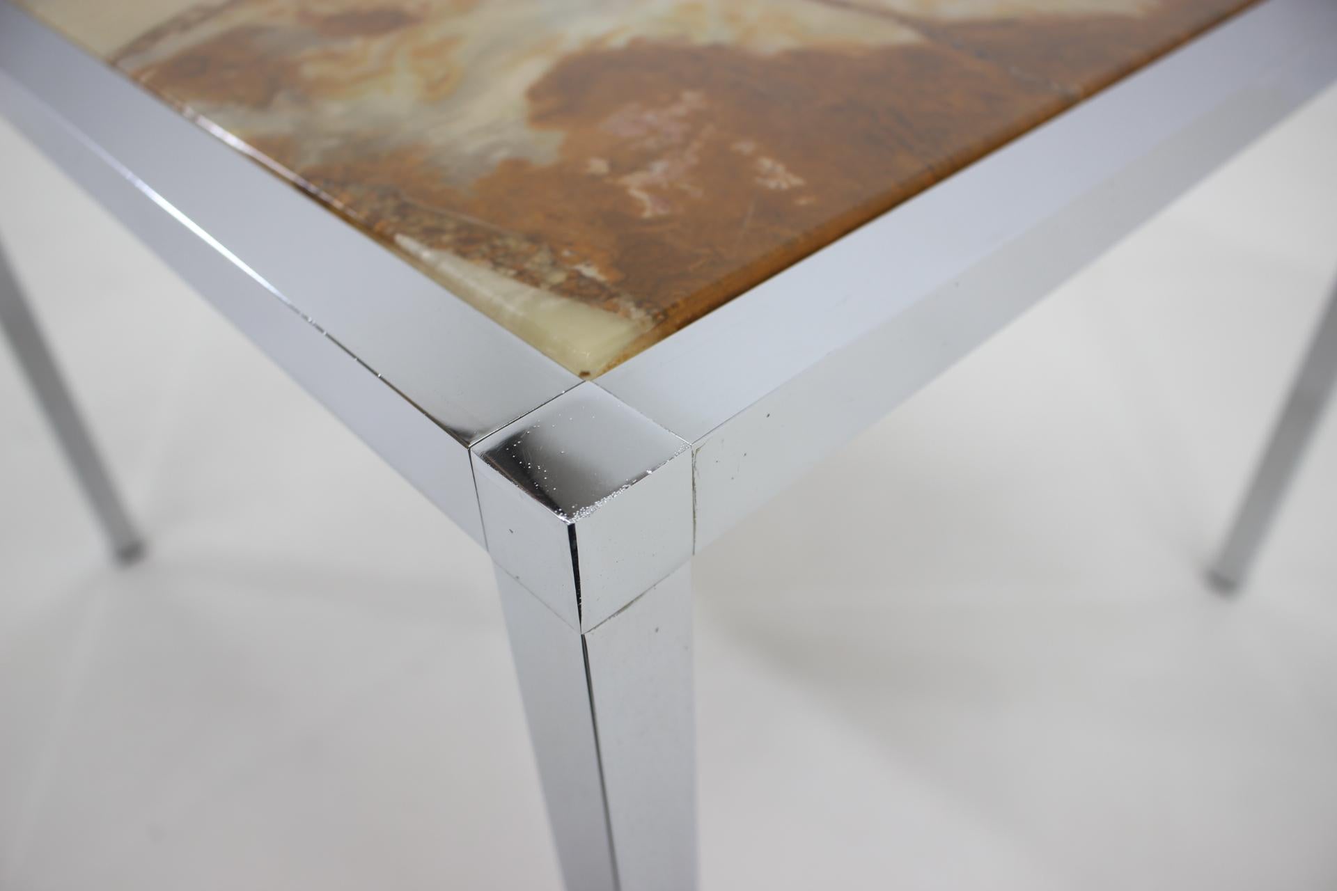 1980s Resin and Stone Chrome Plated Coffee Table, Germany For Sale 2