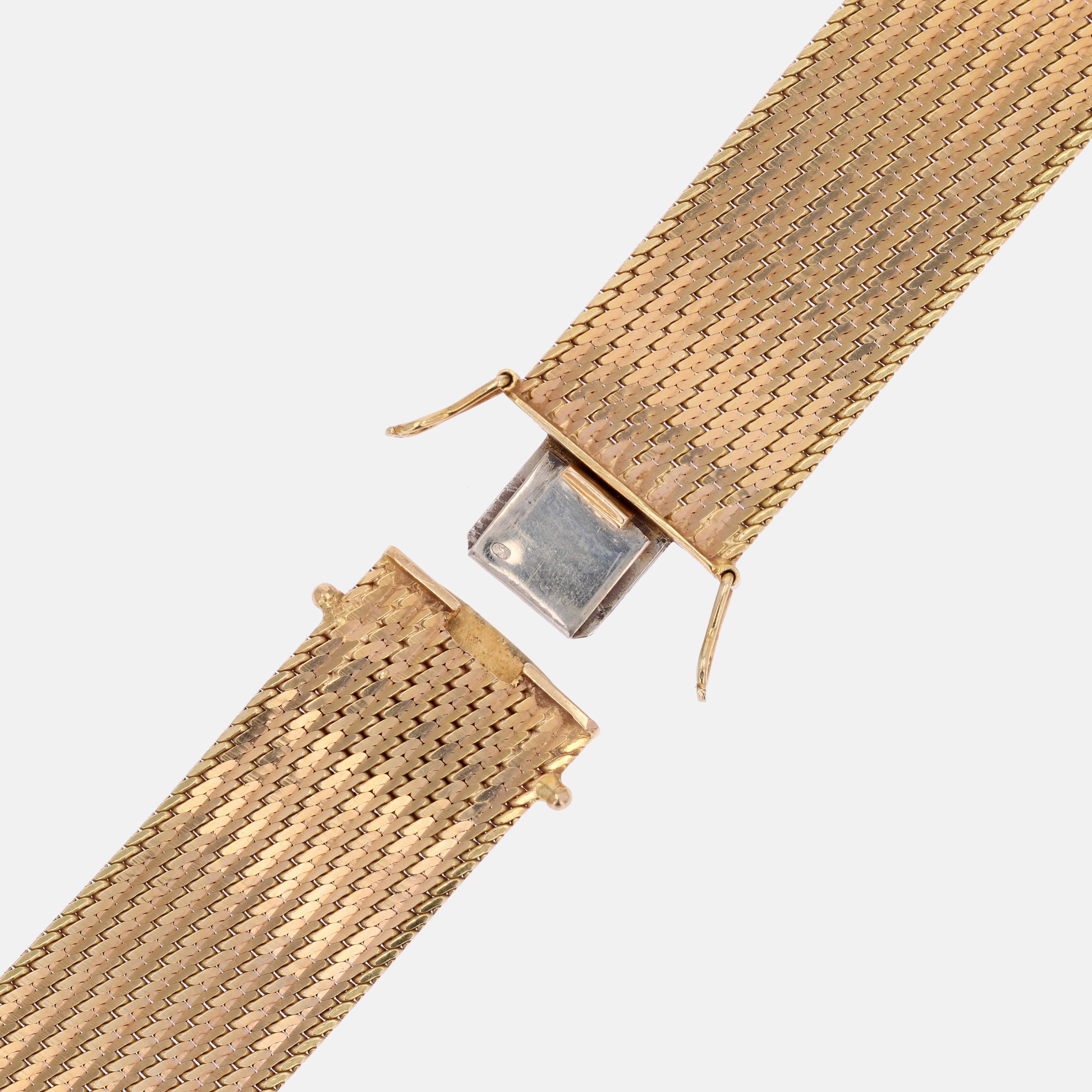 1980s Retro 18 Karat Yellow Gold Flexible Bracelet For Sale 6