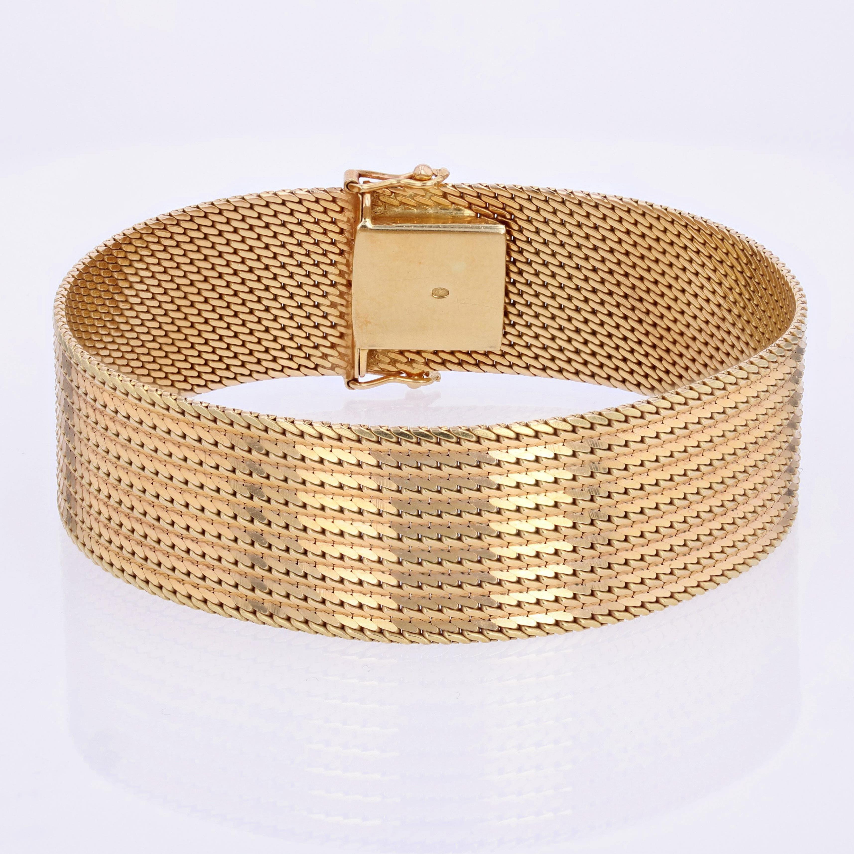 1980s Retro 18 Karat Yellow Gold Flexible Bracelet For Sale 7