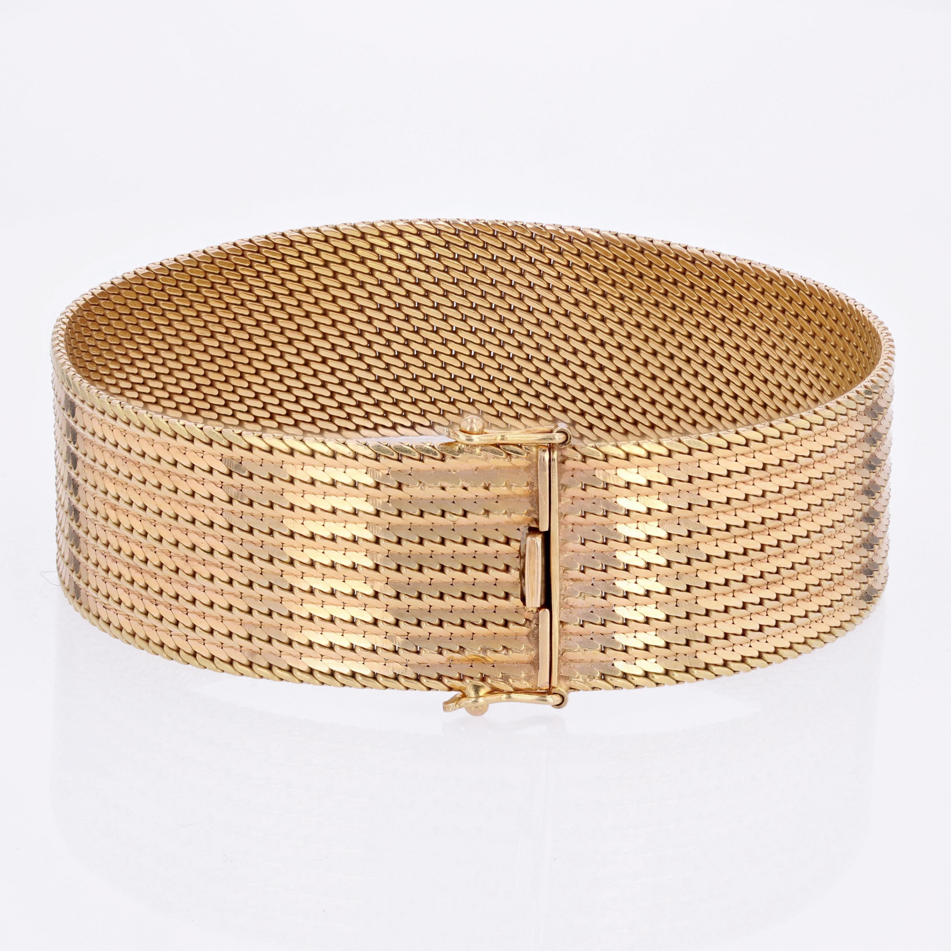 1980s Retro 18 Karat Yellow Gold Flexible Bracelet For Sale 5