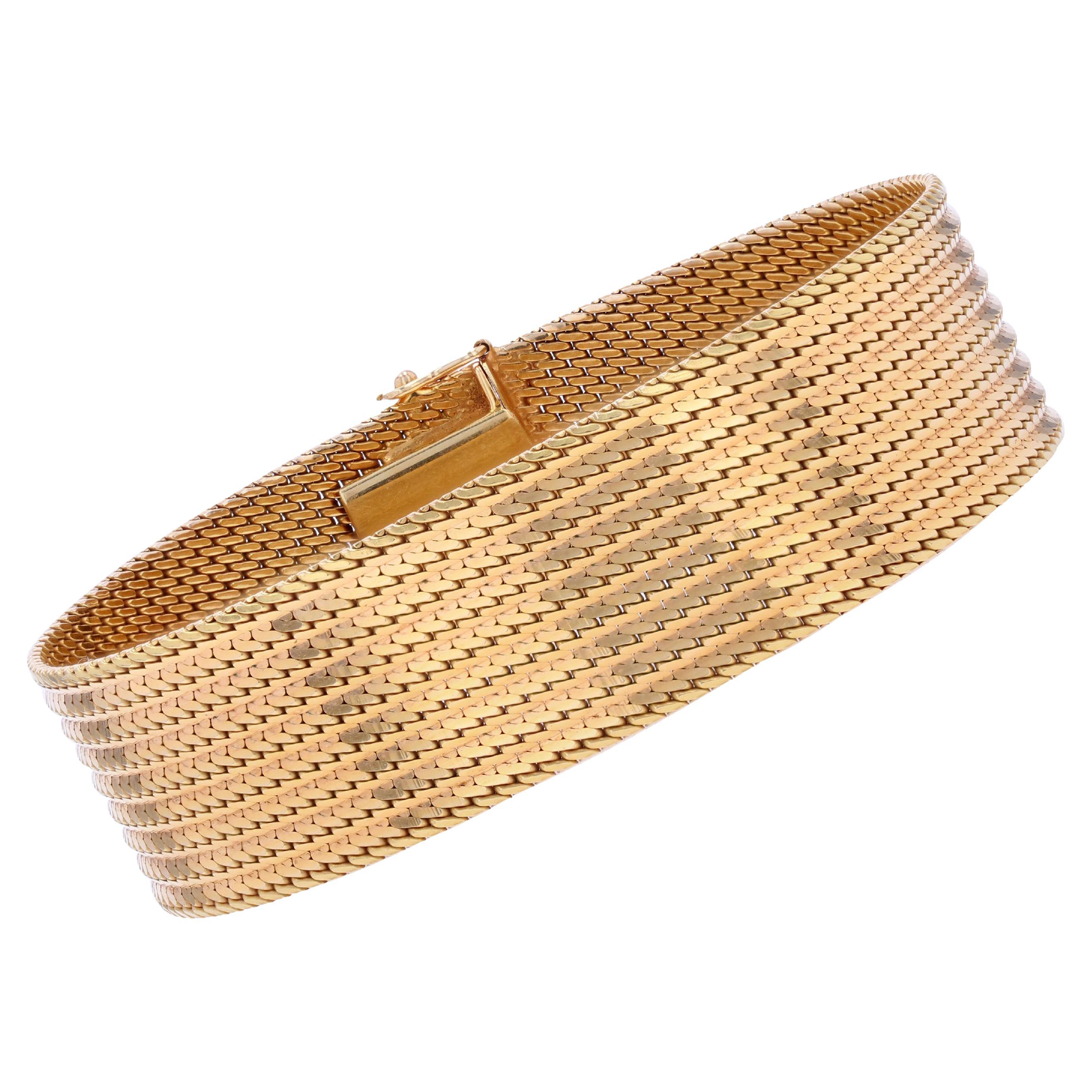 Flexibles Retro-Armband aus 18 Karat Gelbgold, 1980er Jahre