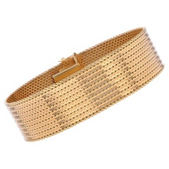 Pulsera Flexible Retro de Oro Amarillo de 18 Kilates de los años 80