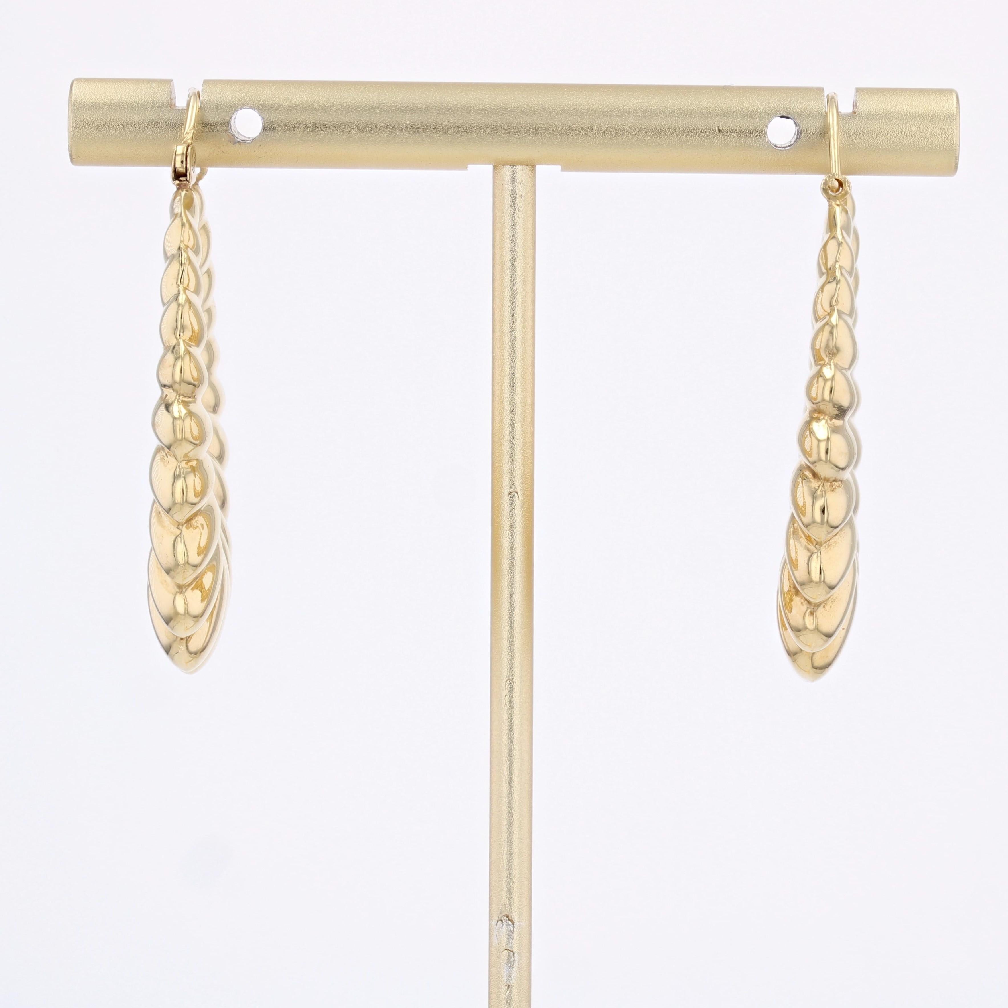 1980s Retro 18 Karat Yellow Gold Gadrooned Large Hoop Earrings For Sale 7
