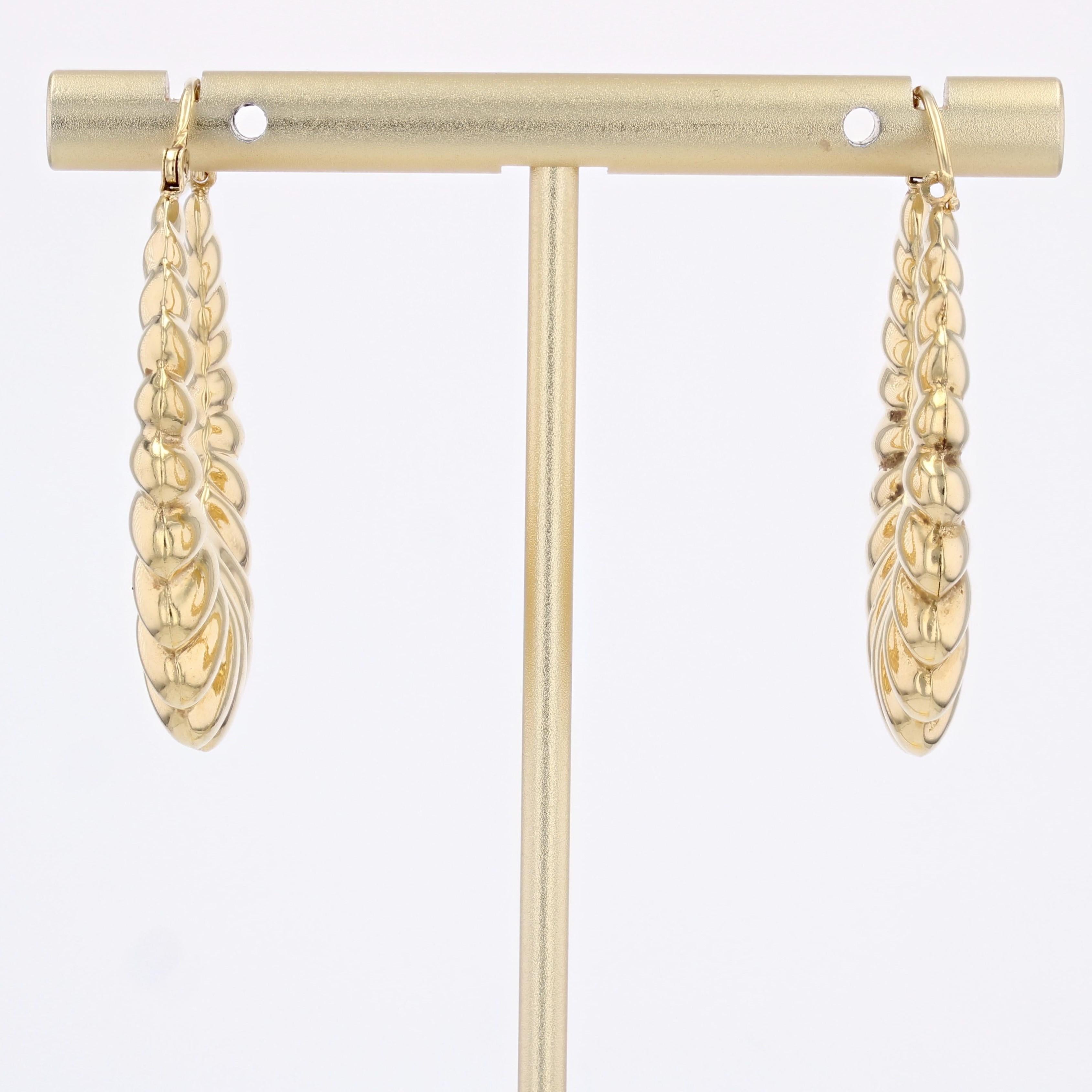 1980s Retro 18 Karat Yellow Gold Gadrooned Large Hoop Earrings For Sale 8