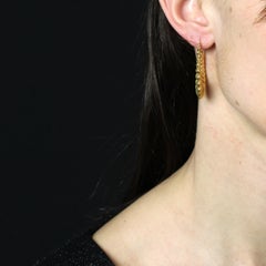 1980s Retro 18 Karat Yellow Gold Gadrooned Large Hoop Earrings