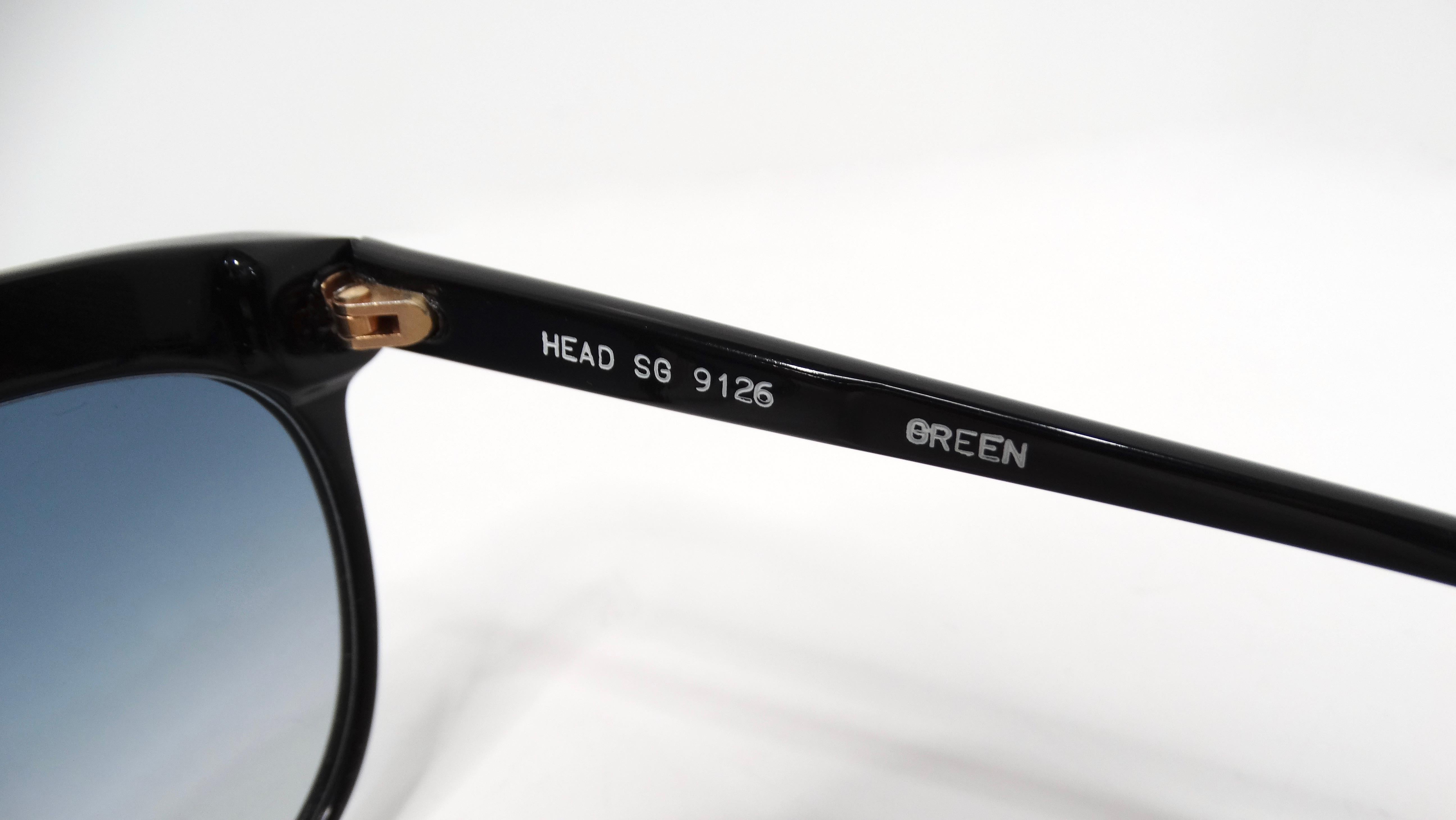 1980s Retro Black & Green Marble Style Blue Tinted Sunglasses 1