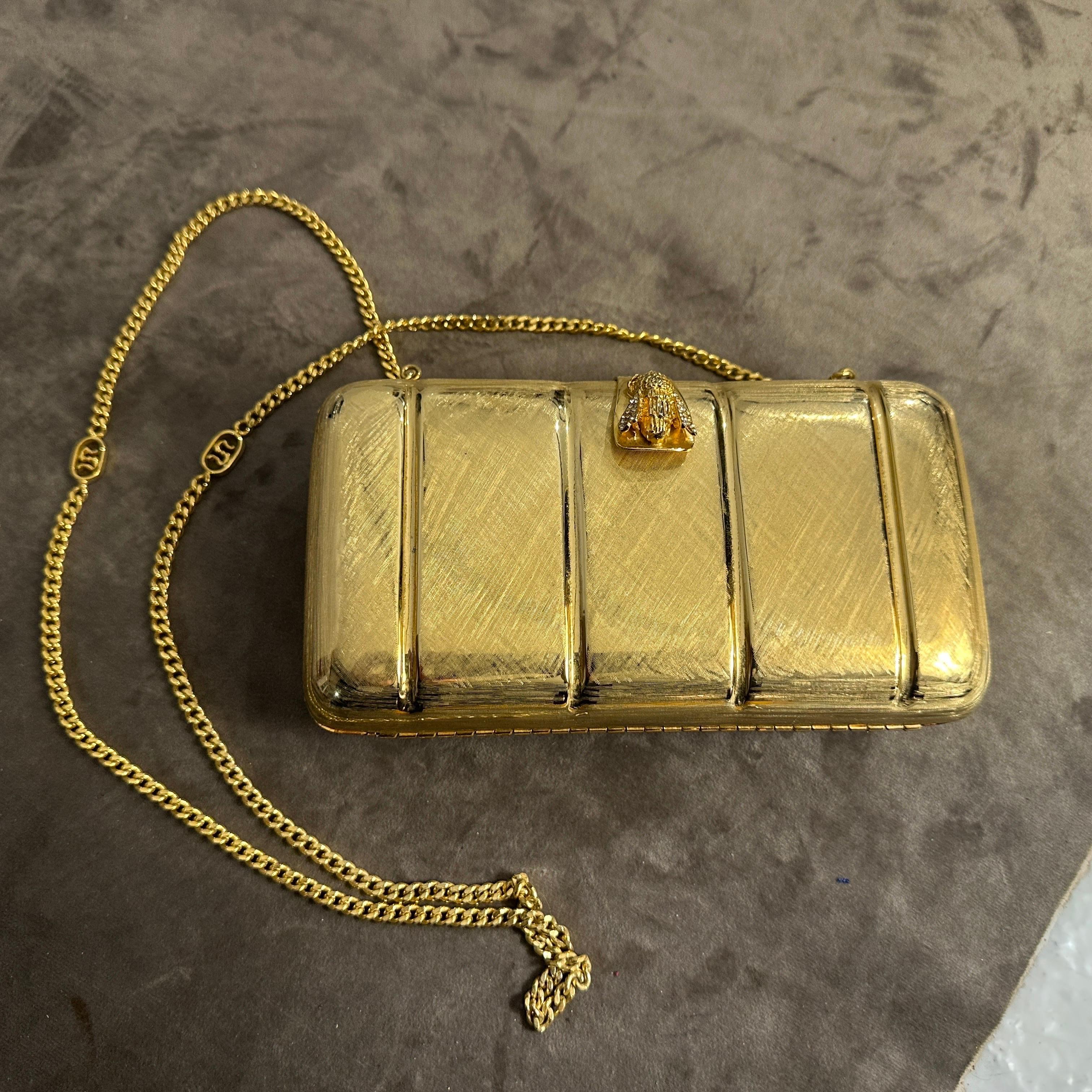1980s Retro Brass Evening Bag by Scheilan Firenze For Sale 7