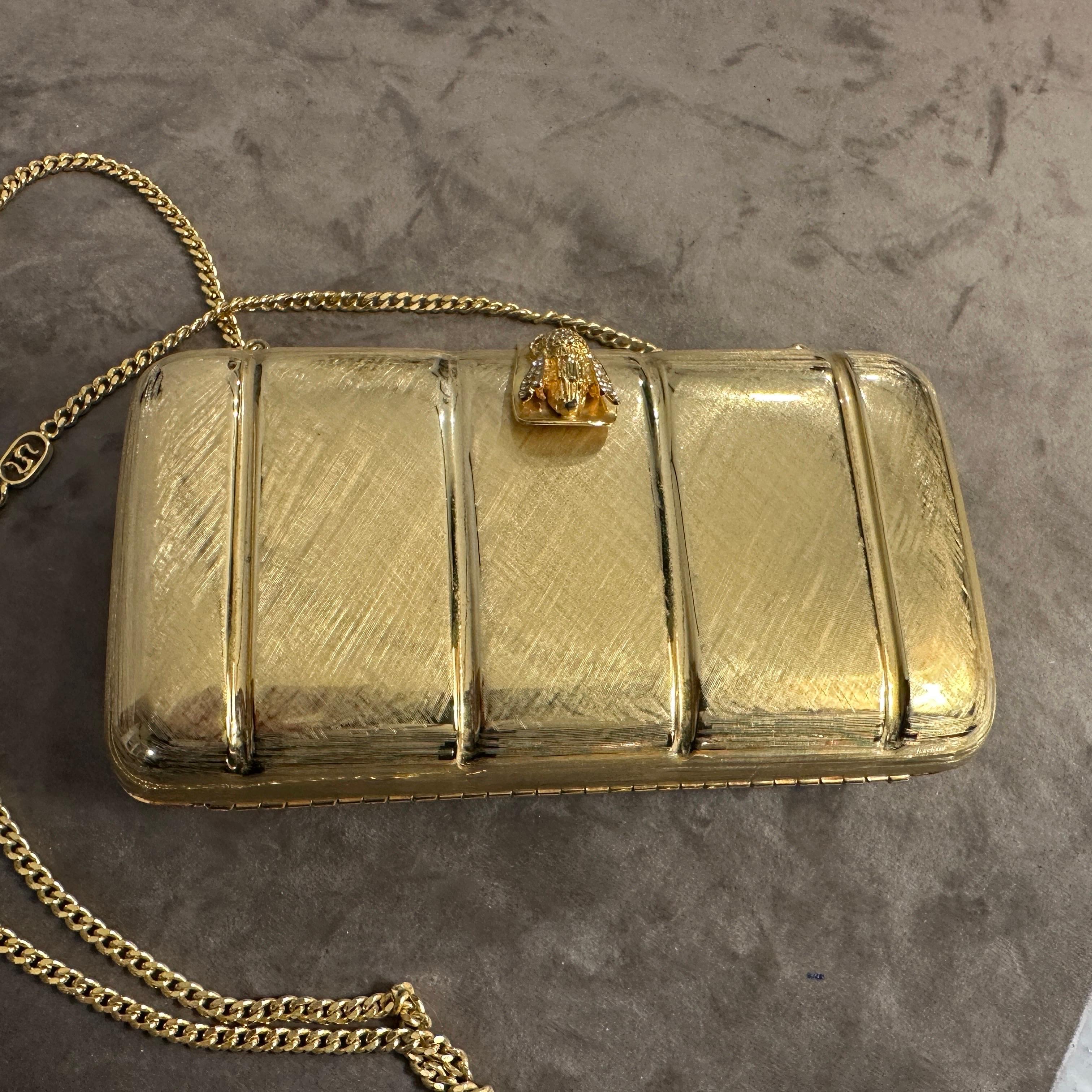 1980s Retro Brass Evening Bag by Scheilan Firenze For Sale 8
