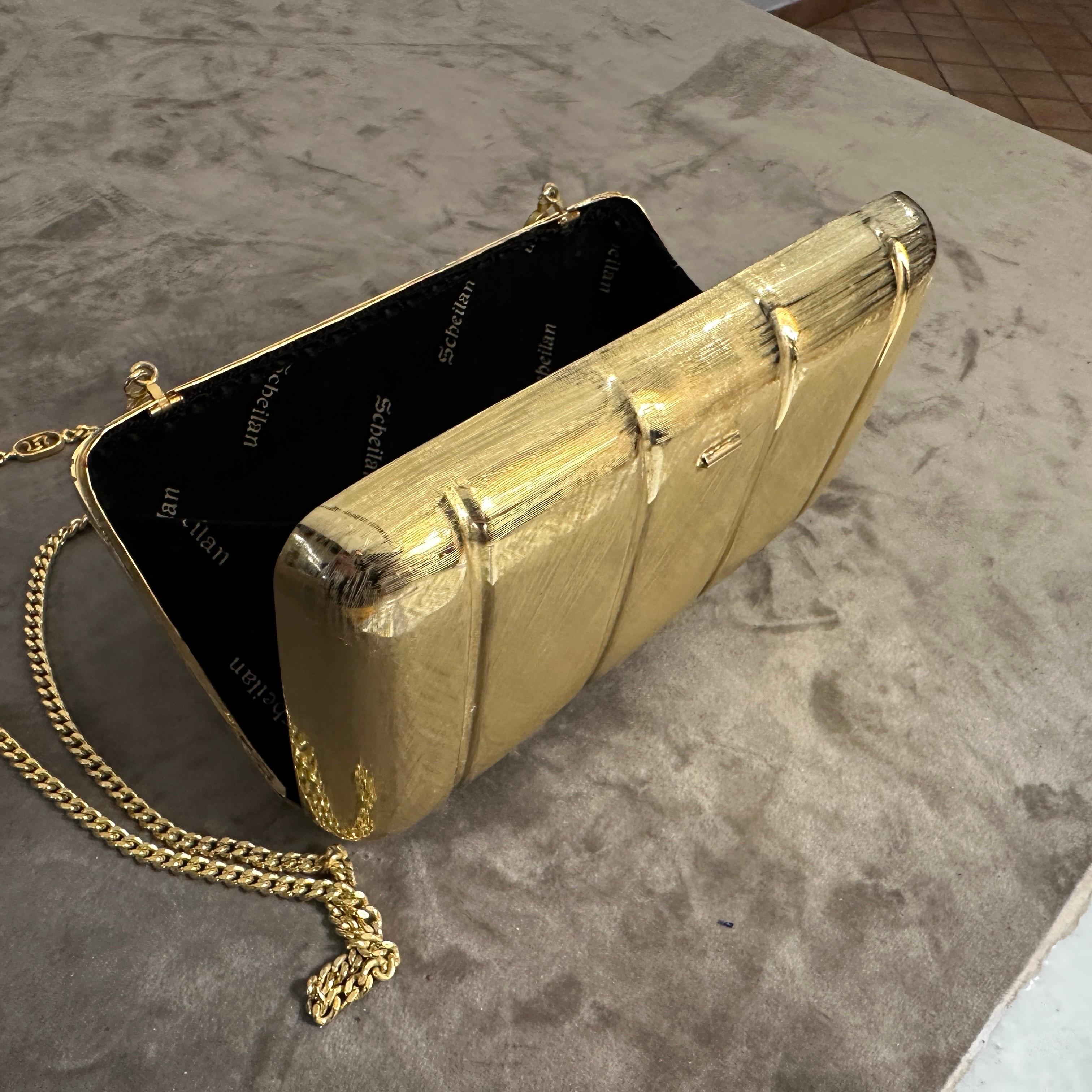 1980s Retro Brass Evening Bag by Scheilan Firenze For Sale 4