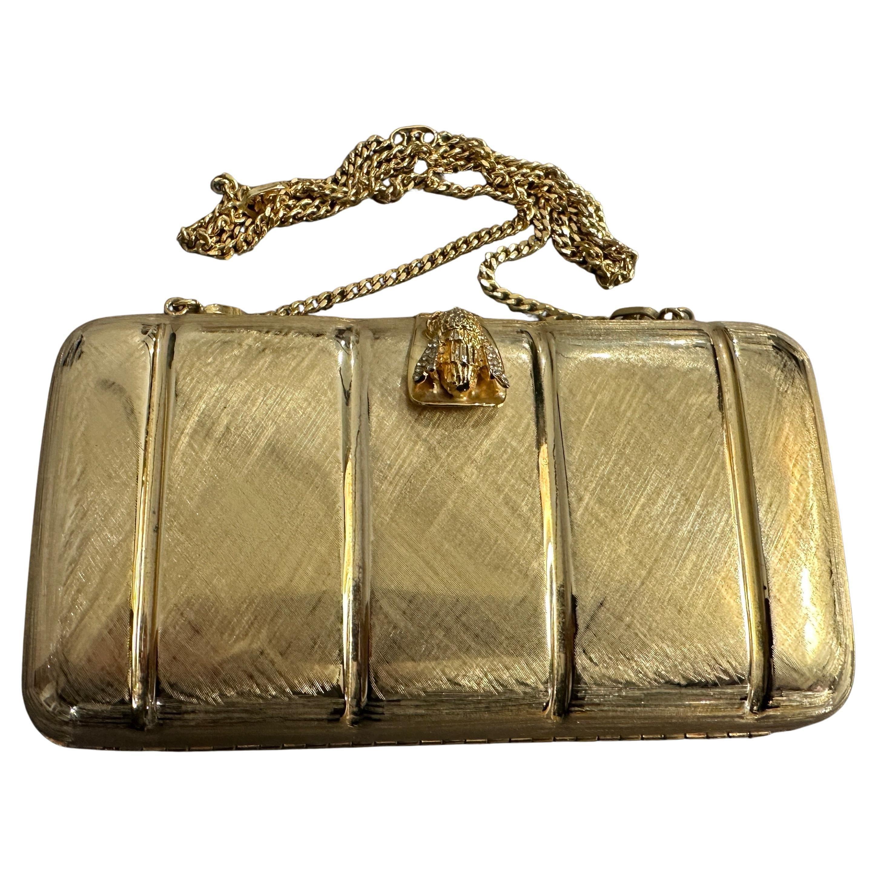 1980s Retro Brass Evening Bag by Scheilan Firenze