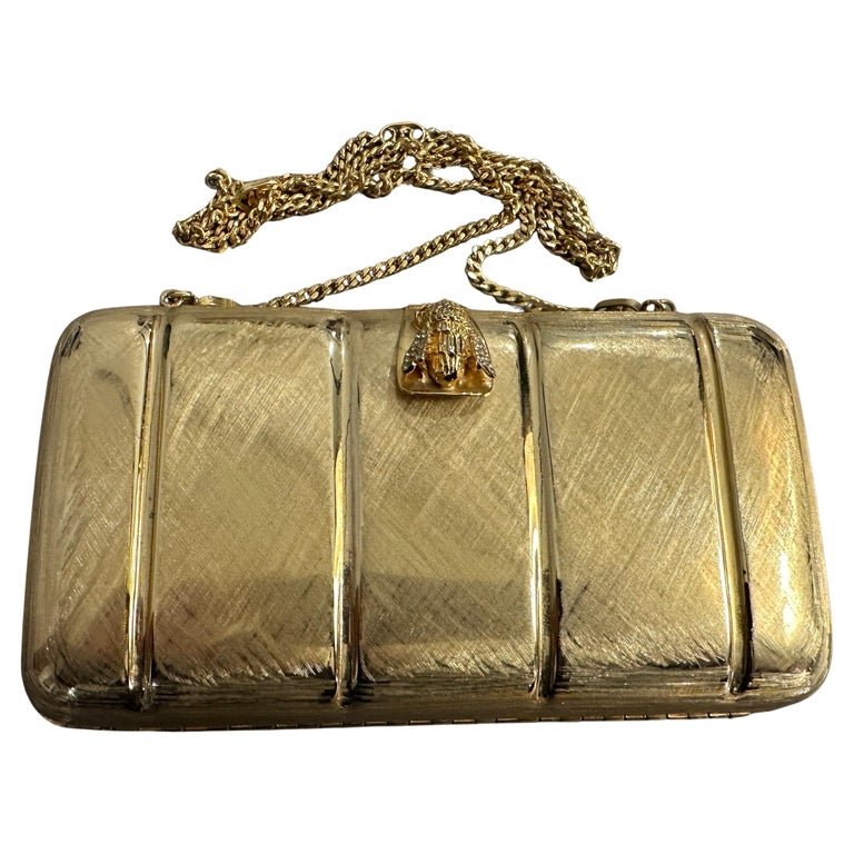 Borsa da sera retrò in ottone anni '80 di Scheilan Firenze in