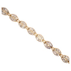 1980s Retro Style 3.50 Carat Diamond Link Bracelet in 14 Karat Gold