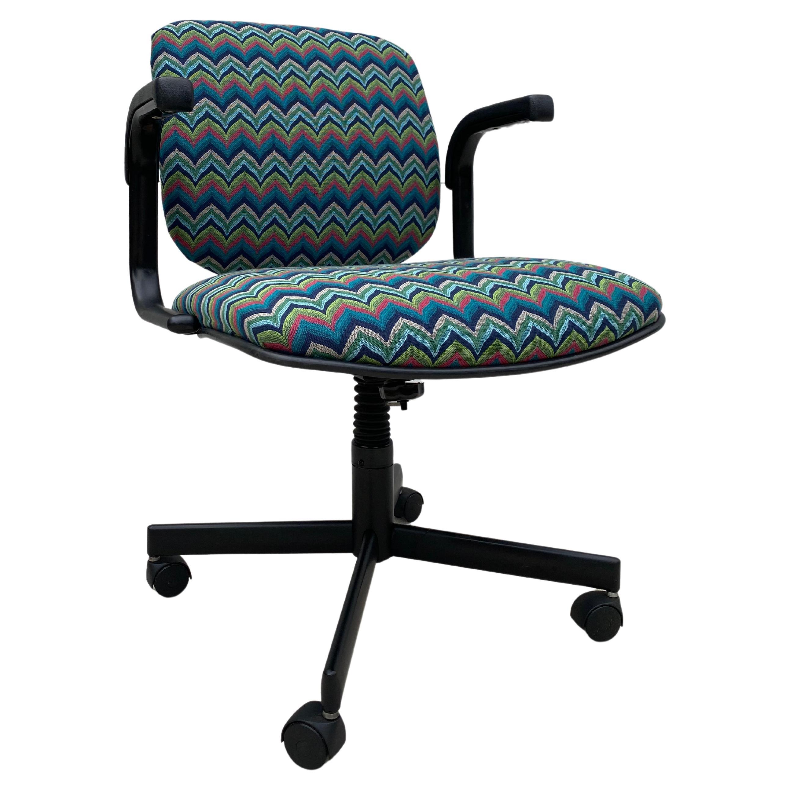 1980s Reupholstered Office Chair by Stylex, Inc. In Mid-Century Modern Fabric For Sale
