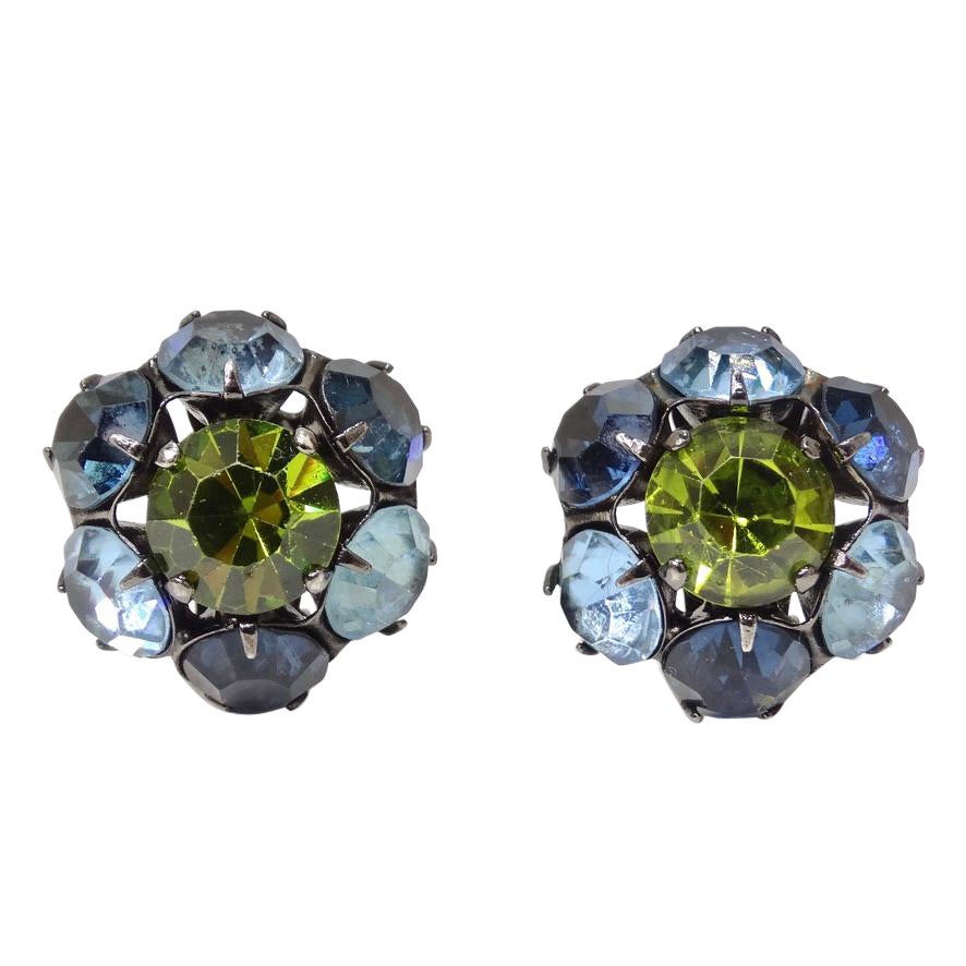 1980er Strass-Ohrstecker im Angebot